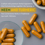 Ireya Ayurveda Neem Turmeric Capsules 1000mg with a measuring spoon
