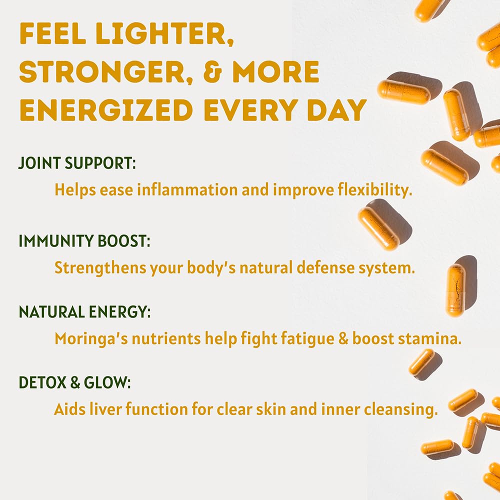 Ireya Ayurveda Organic Moringa & Turmeric Capsules close-up
