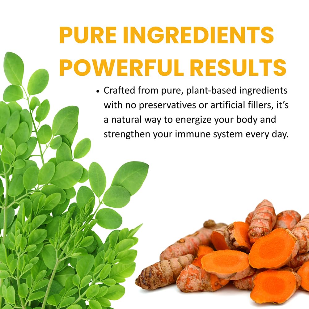 Ireya Ayurveda Organic Moringa & Turmeric Capsules on a wooden surface