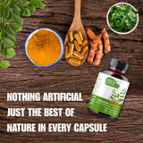 Ireya Ayurveda Organic Moringa & Turmeric Capsules opened bottle