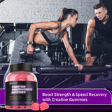 IRIDESICENT Creatine Gummies bottle with a gym background