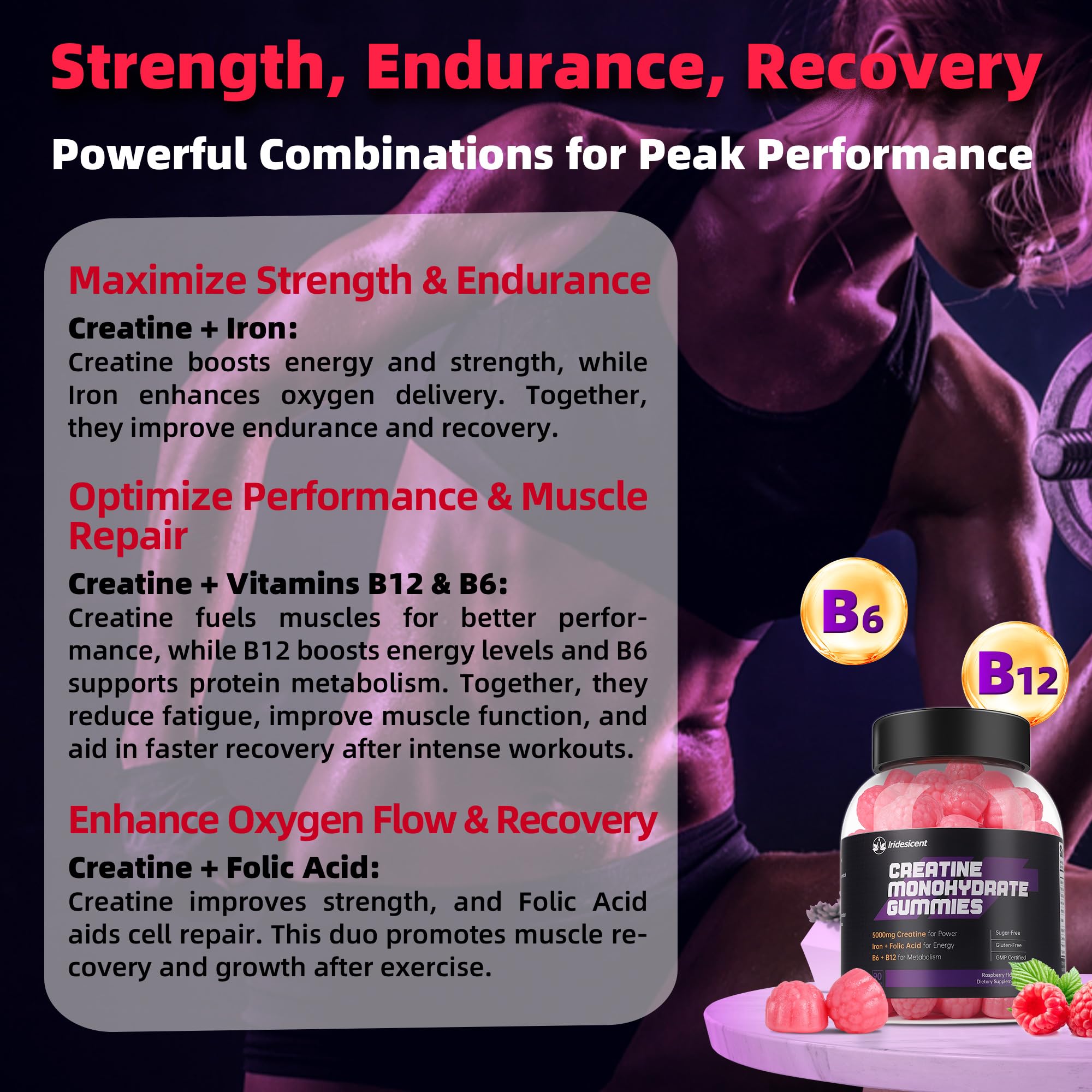 IRIDESICENT Creatine Gummies nutritional information label