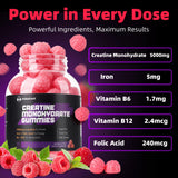 IRIDESICENT Creatine Gummies raspberry flavour gummies close-up
