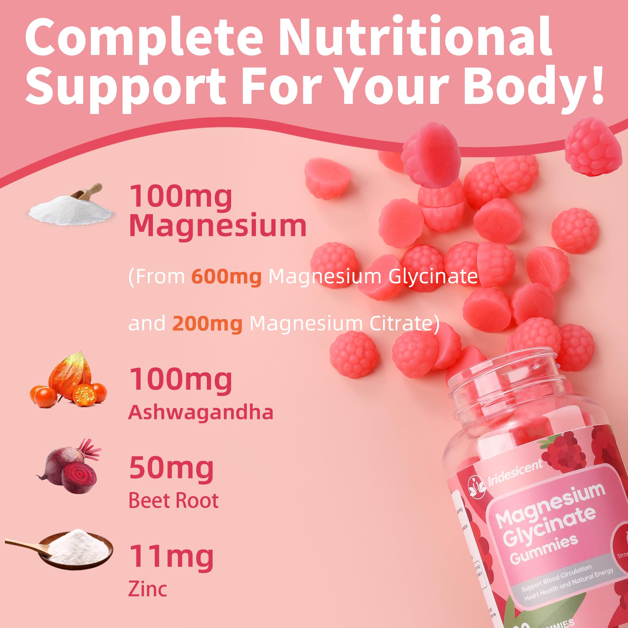 IRIDESICENT Magnesium Glycinate Gummies nutrition facts