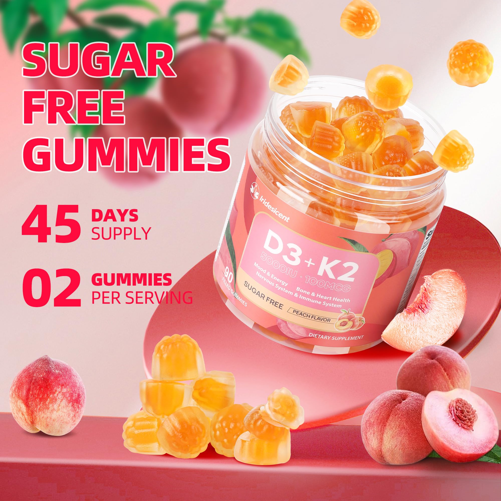IRIDESICENT Vitamin D3 K2 gummies packaging side view