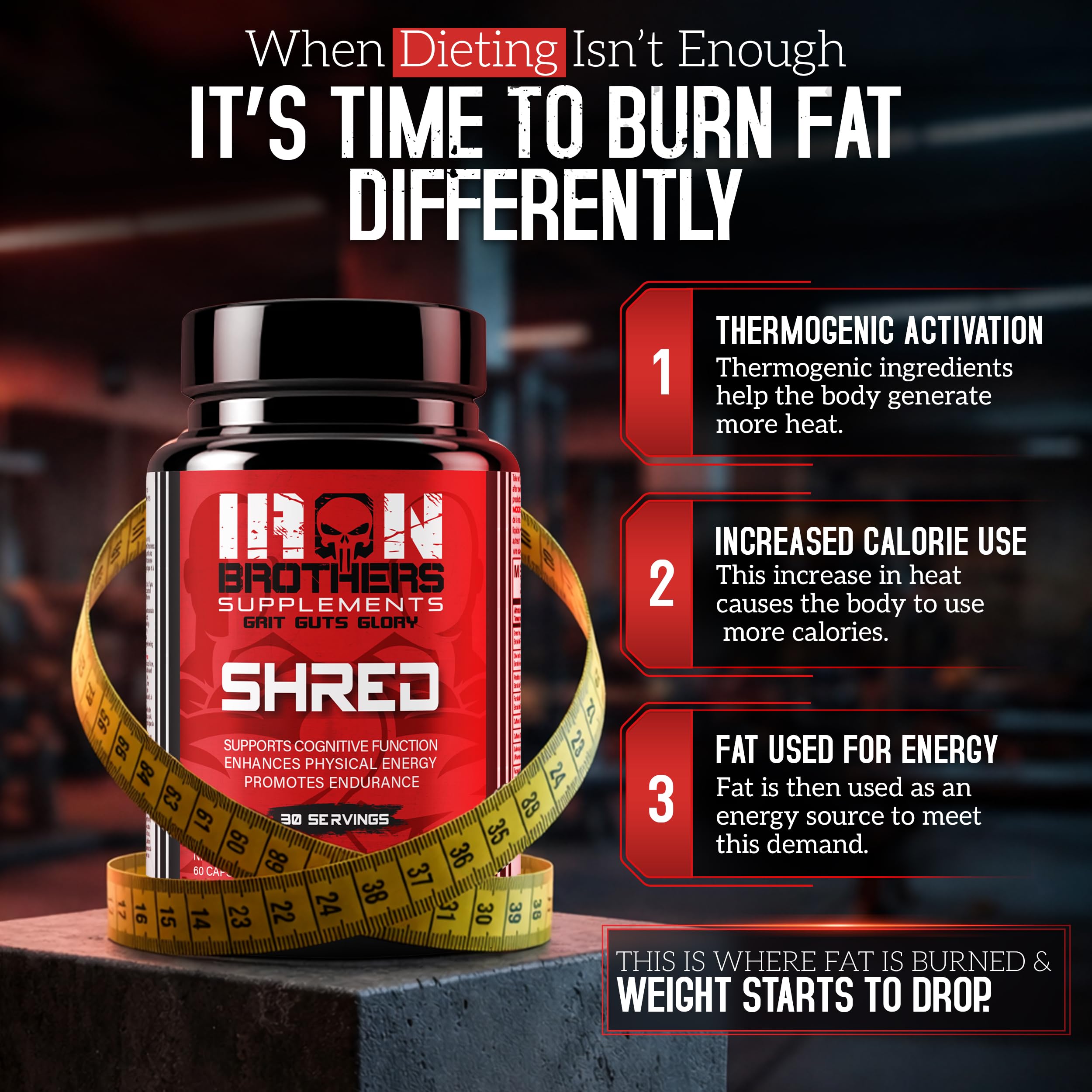 Iron Brothers Supplements Shred Fat Burner with ingredients
