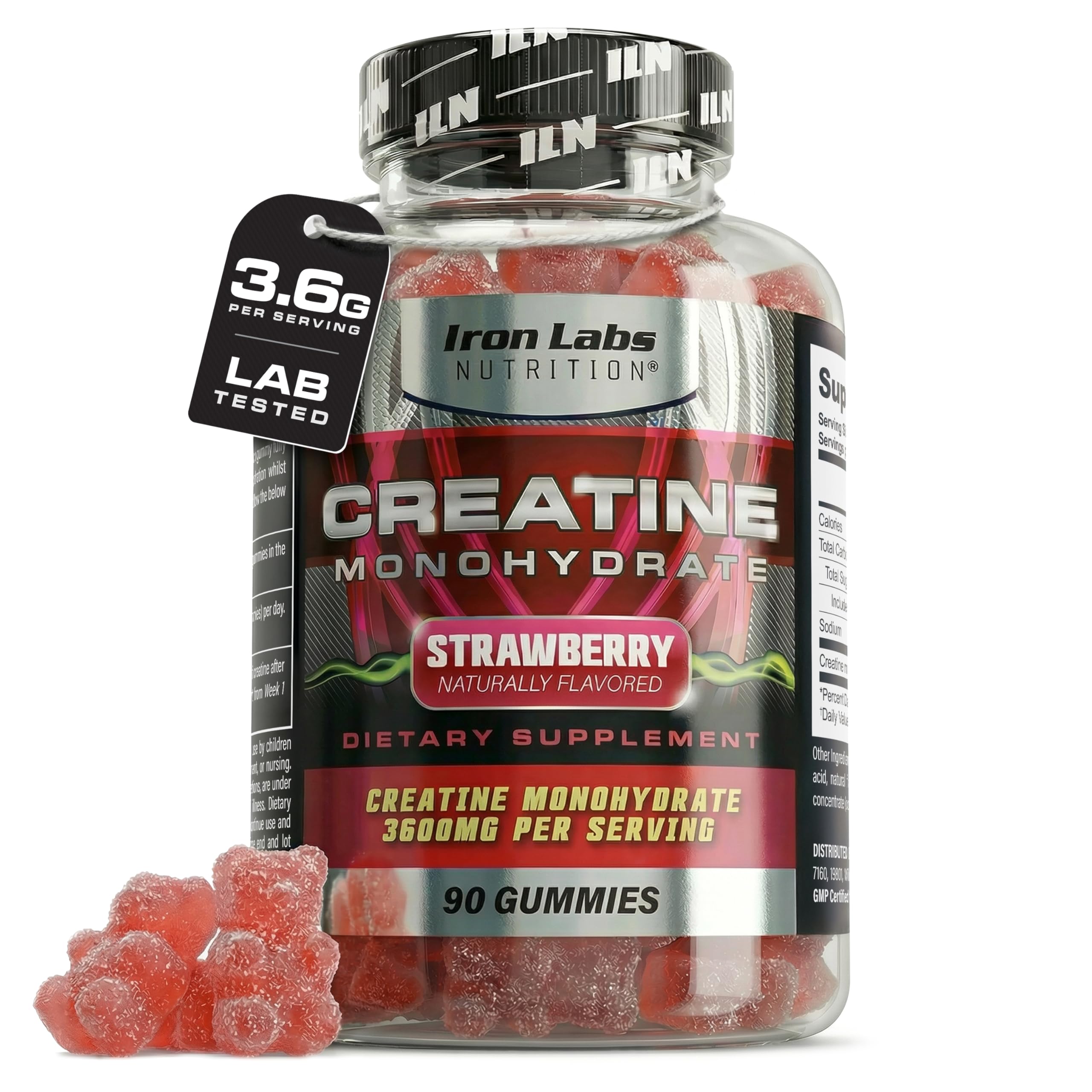 Iron Labs Nutrition Creatine Monohydrate Gummies 90 count tub front view
