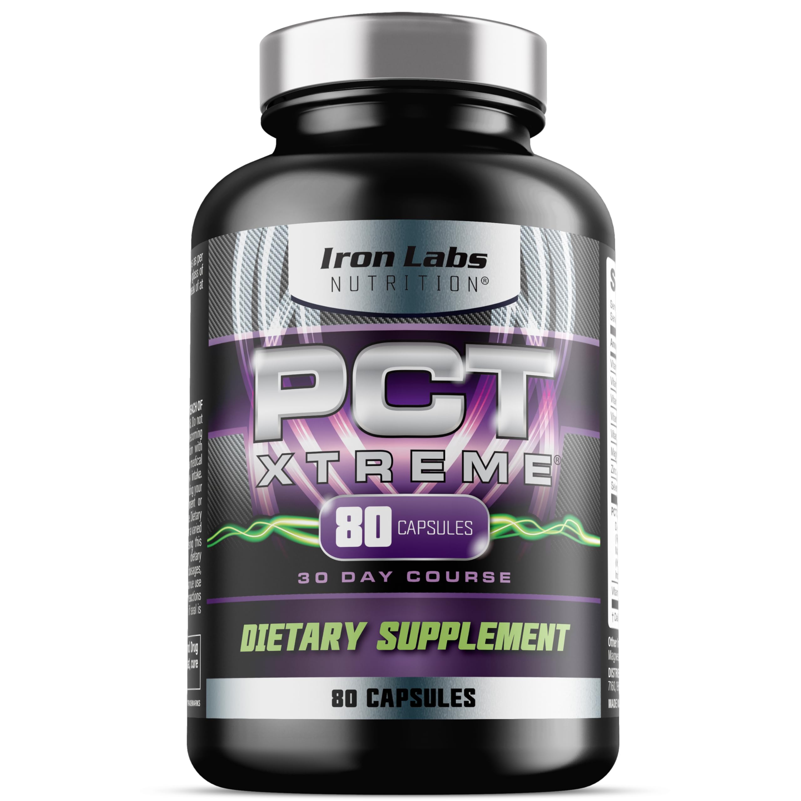 Iron Labs Nutrition PCT Xtreme for Men capsules on a wooden table