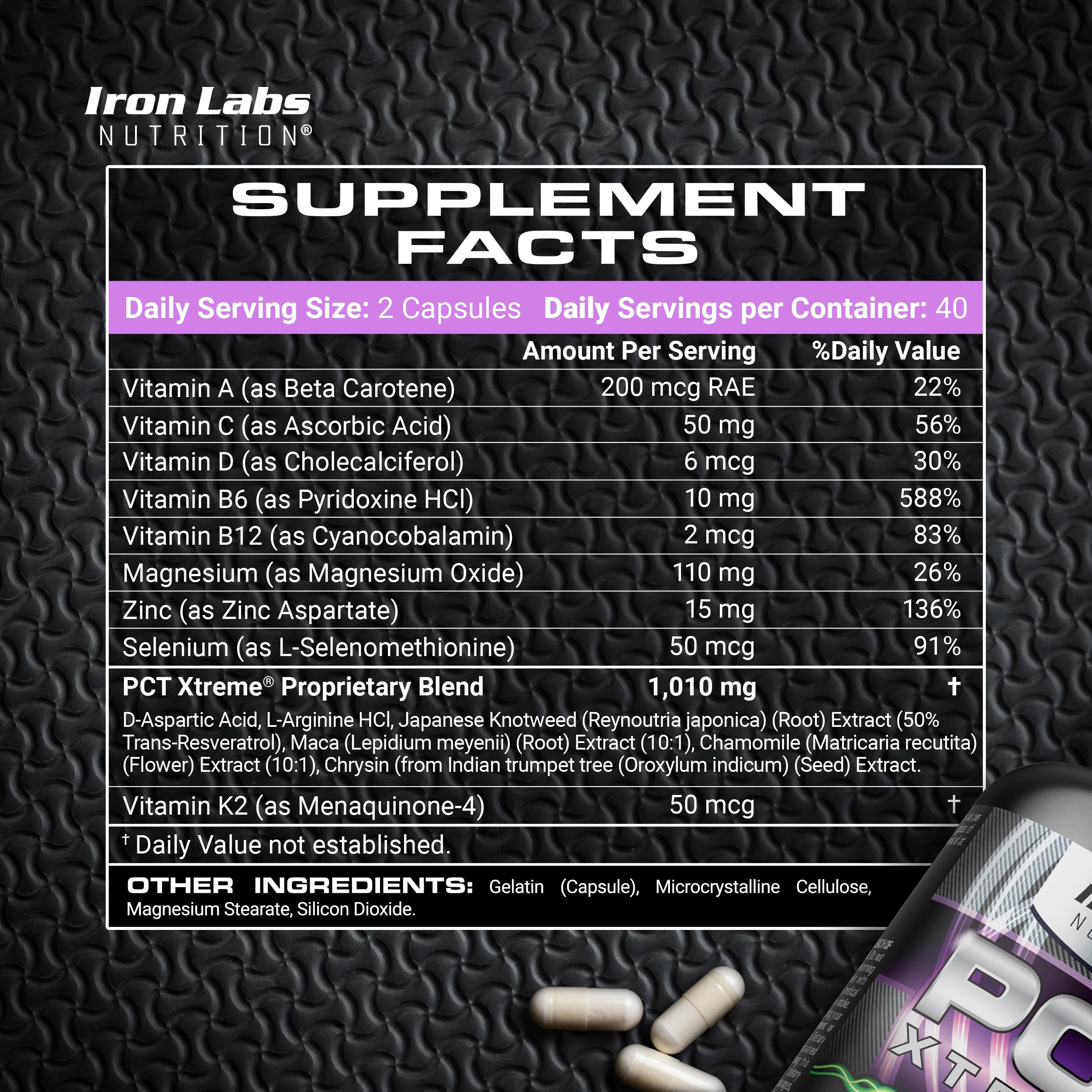 Iron Labs Nutrition PCT Xtreme for Men side view of packaging