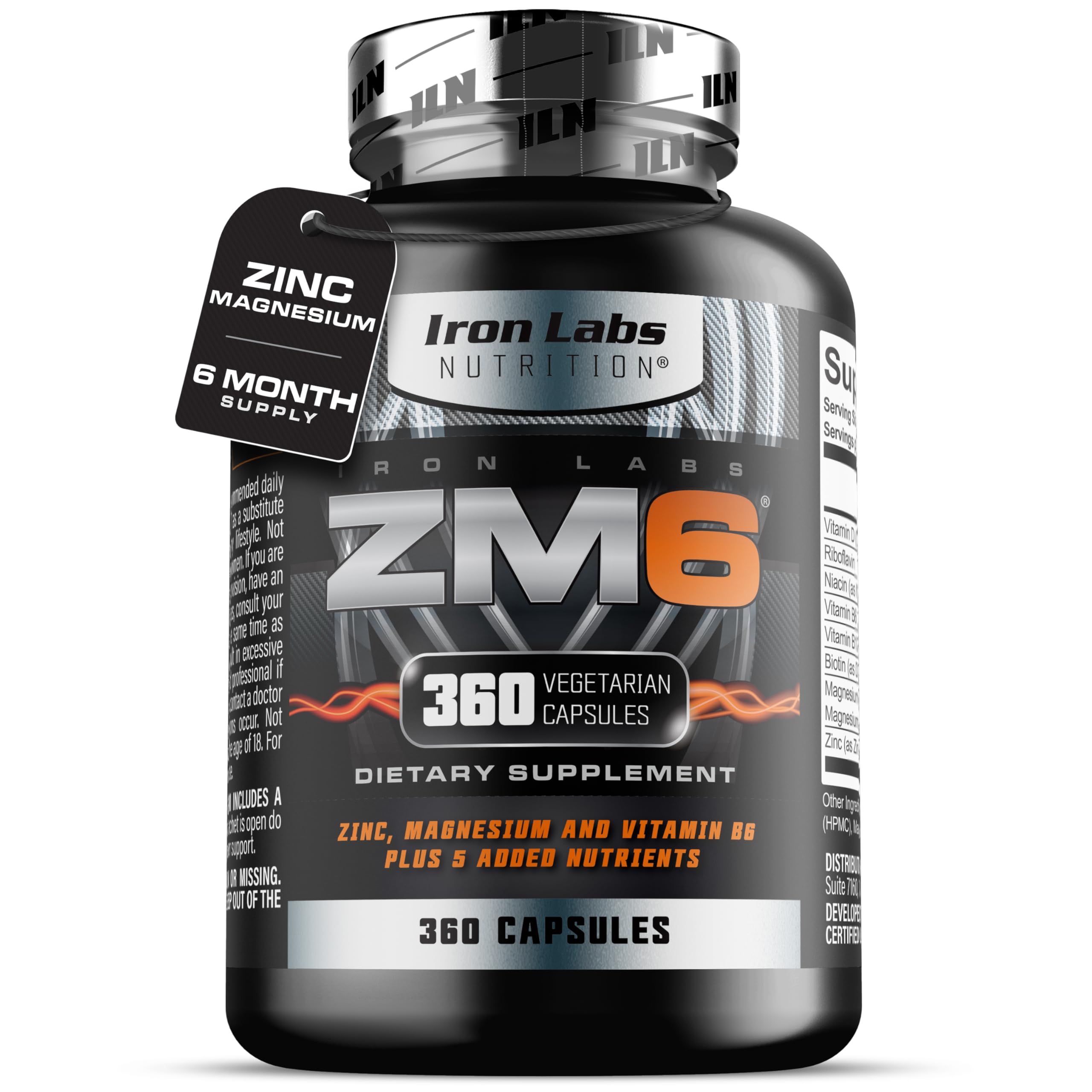 Iron Labs Nutrition Zinc Magnesium Aspartate 360 capsules front view