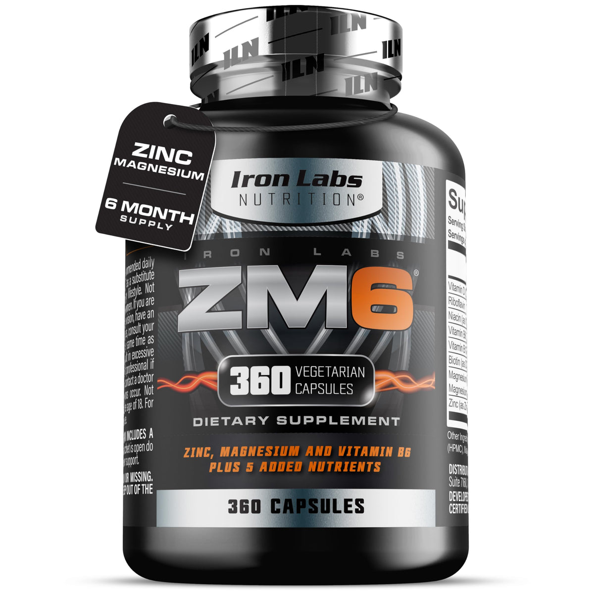Iron Labs Nutrition Zinc Magnesium Aspartate 360 capsules front view