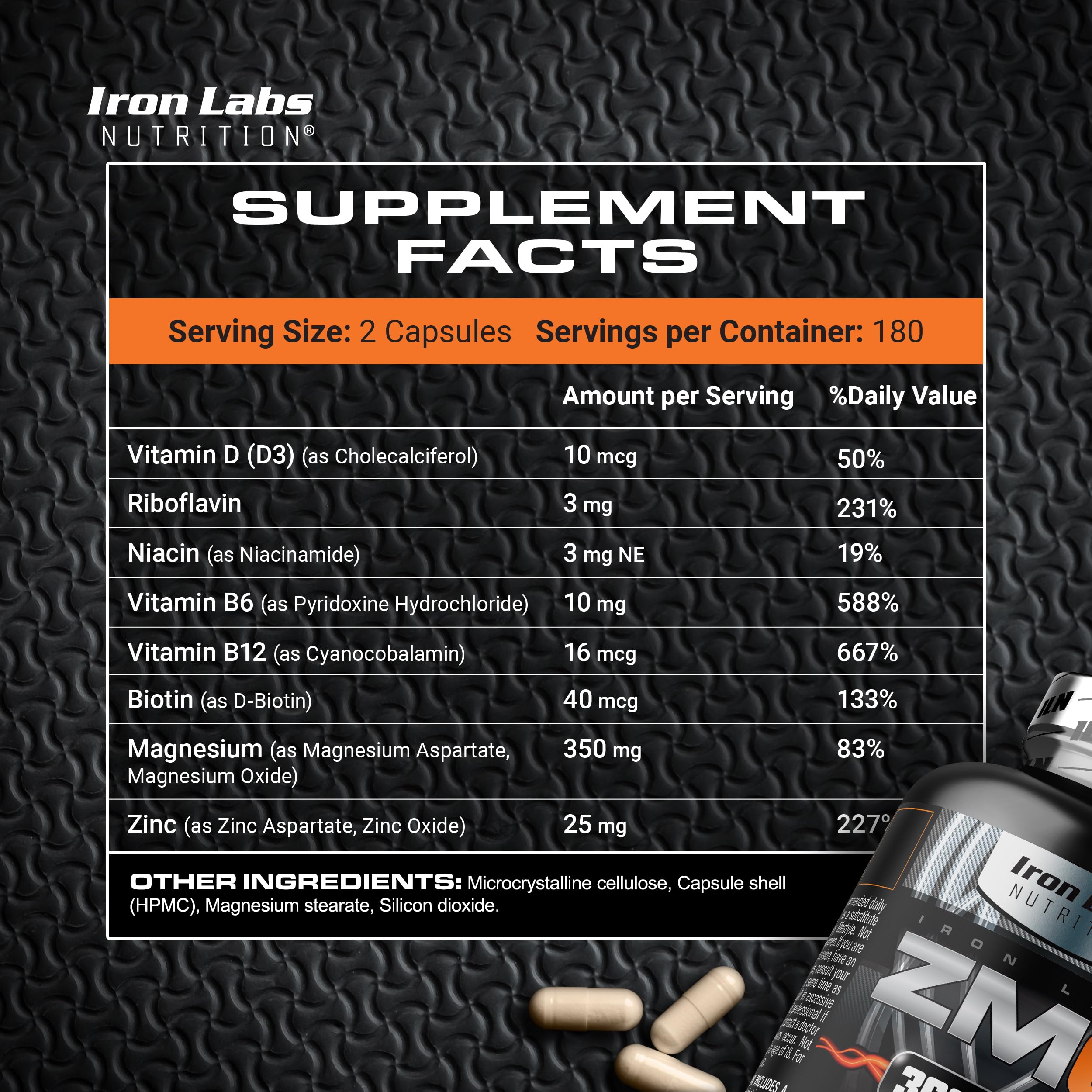 Iron Labs Nutrition Zinc Magnesium Aspartate bottle with label