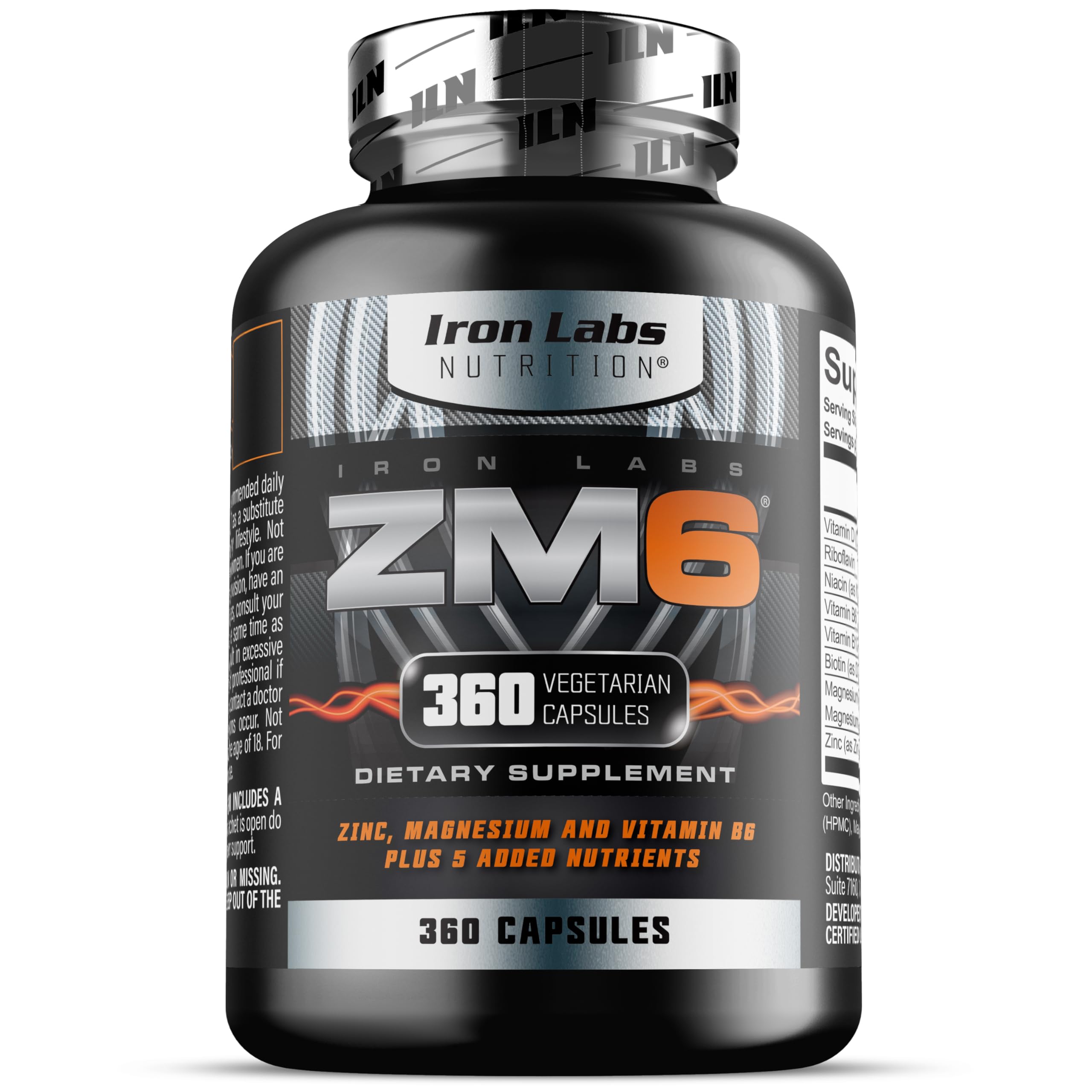 Iron Labs Nutrition Zinc Magnesium Aspartate ingredients list on packaging