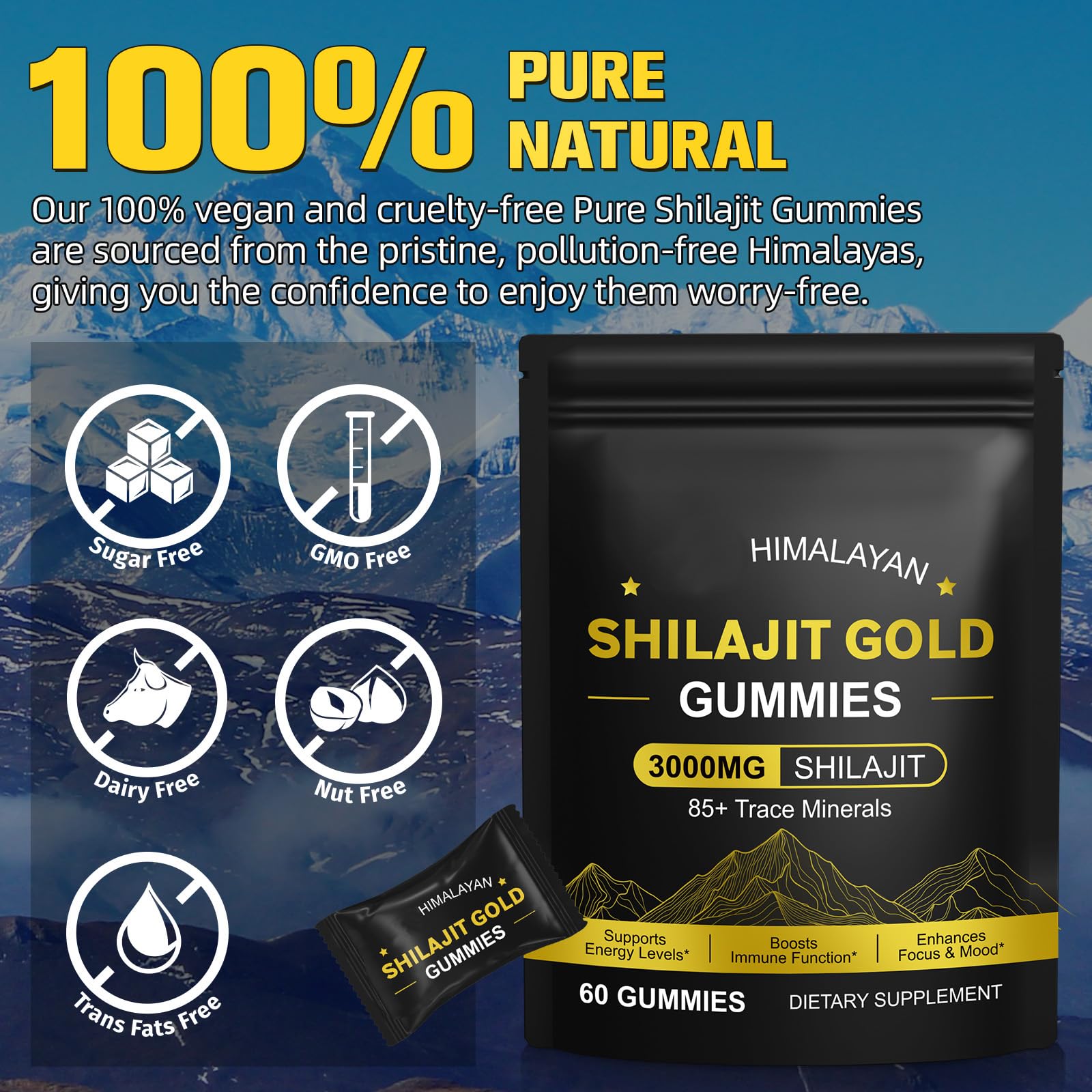 IRSRDOQU Gold Shilajit Gummies in a lifestyle setting