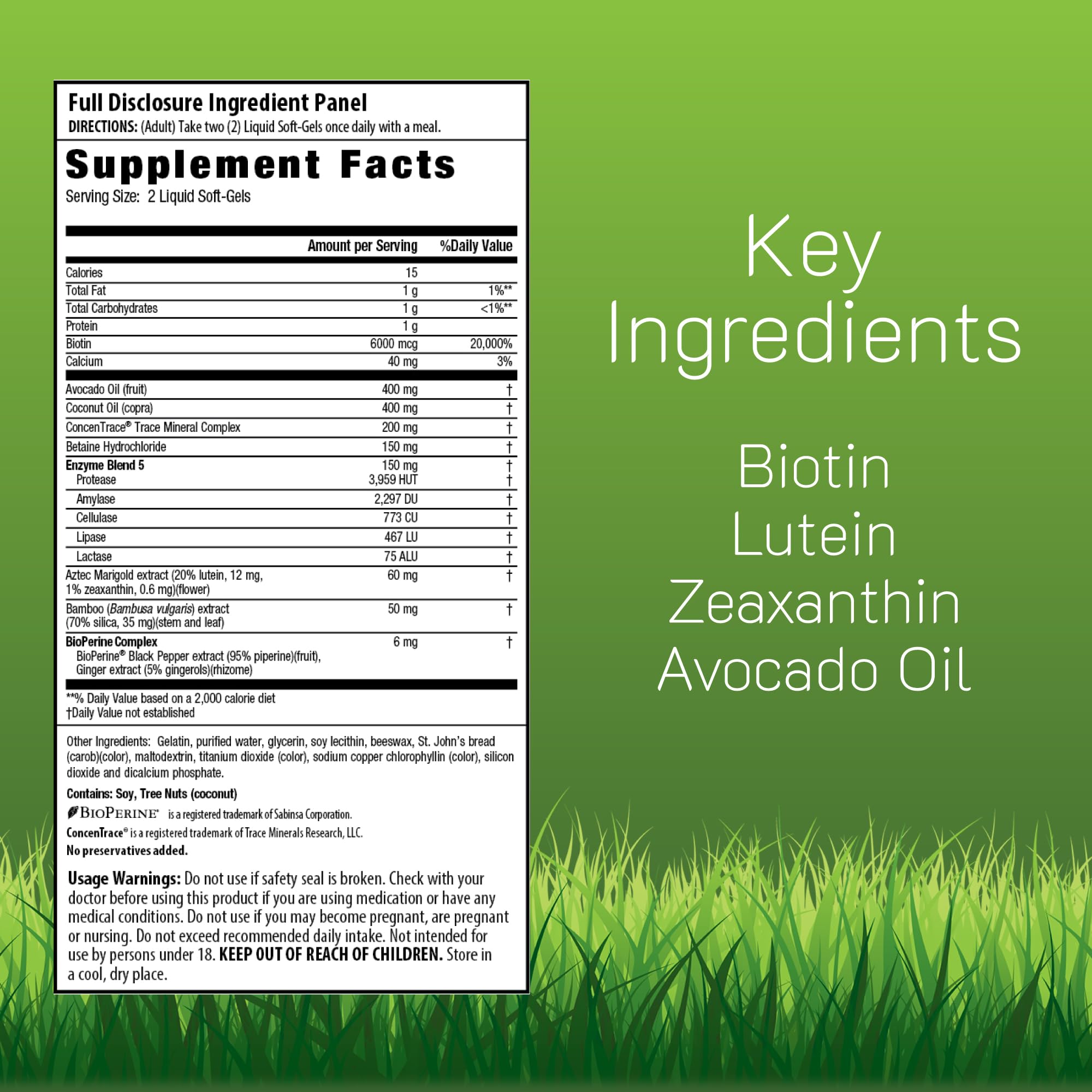 Irwin Naturals Biotin-6000 liquid soft-gels close-up