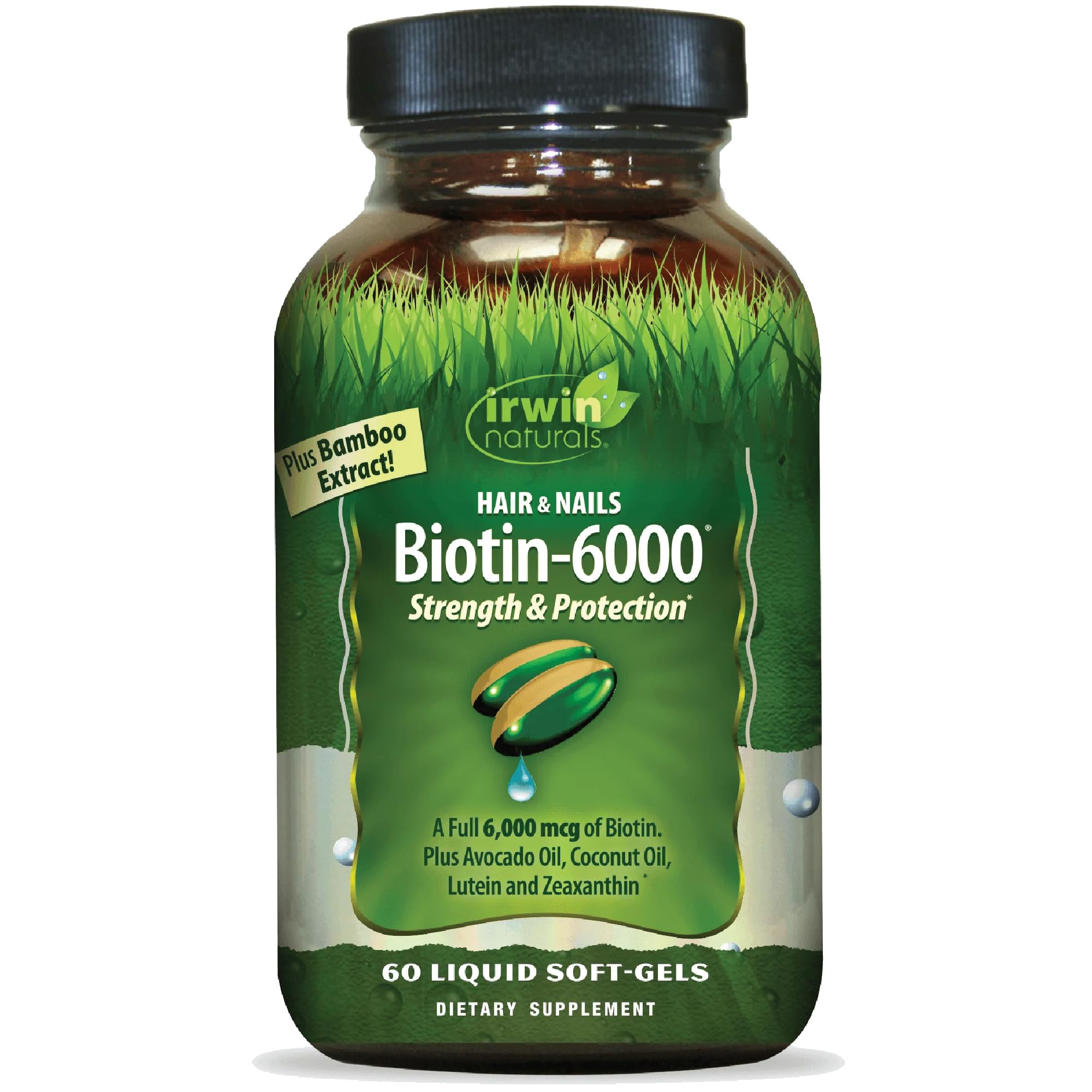 Irwin Naturals Biotin-6000 supplement bottle front view