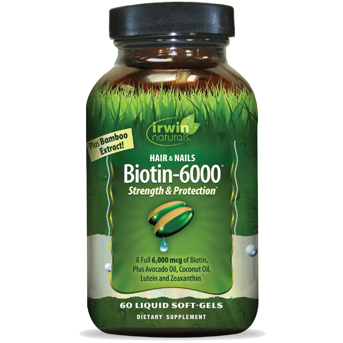 Irwin Naturals Biotin-6000 supplement bottle front view