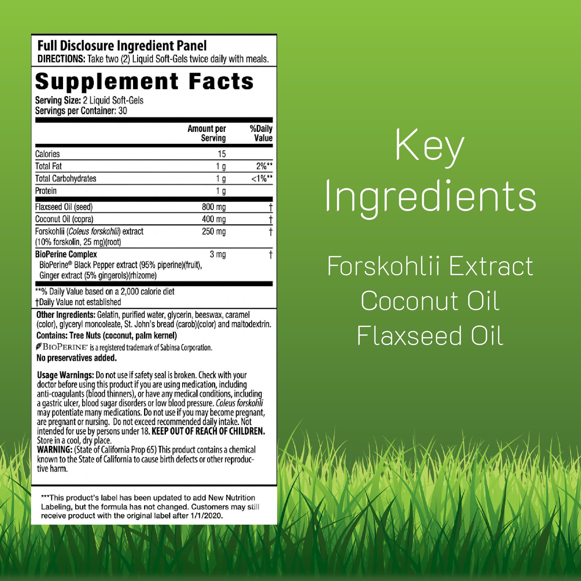 Irwin Naturals Forskolin Fat Burner 250mg side view