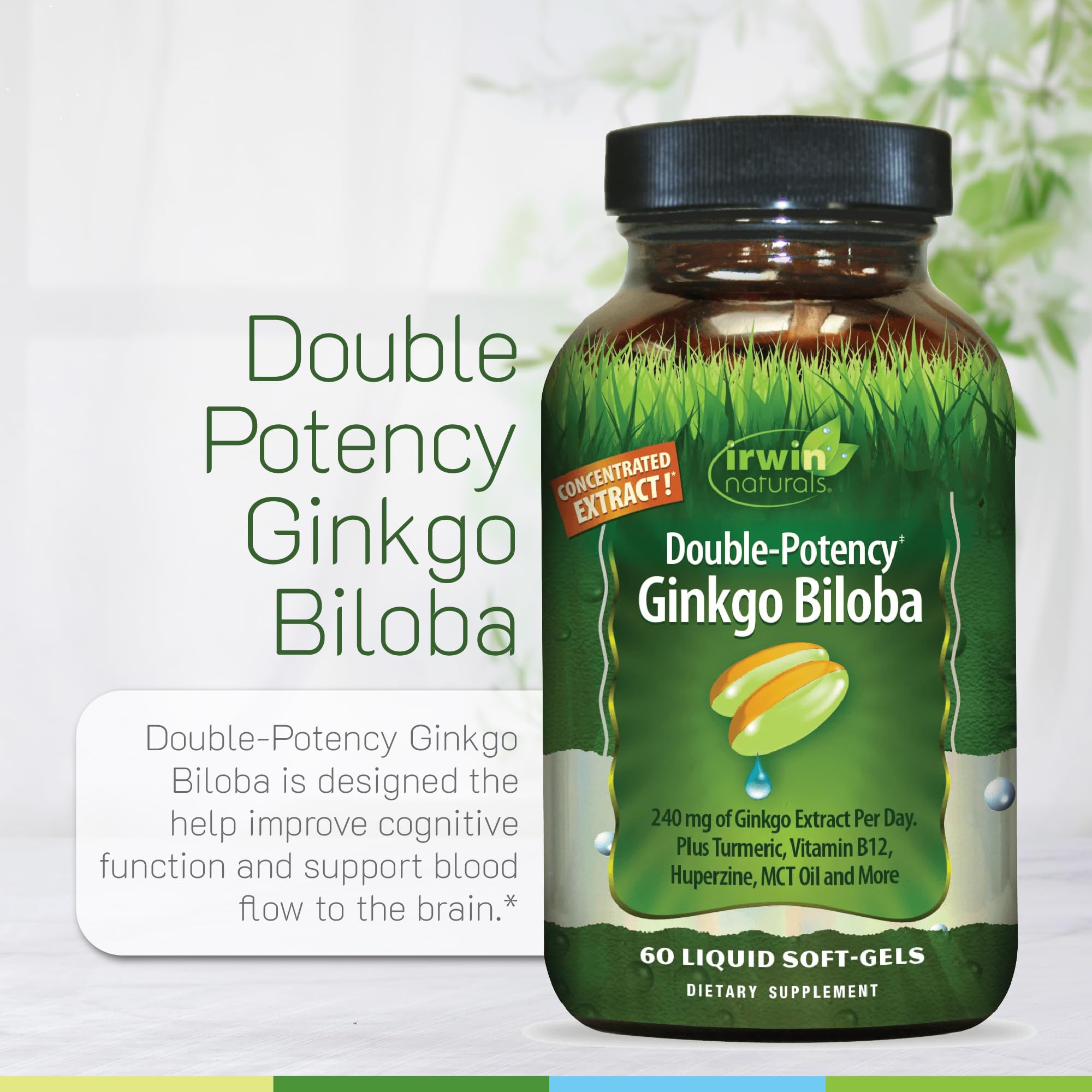 Irwin Naturals Ginkgo Biloba 240mg soft-gels in a spoon