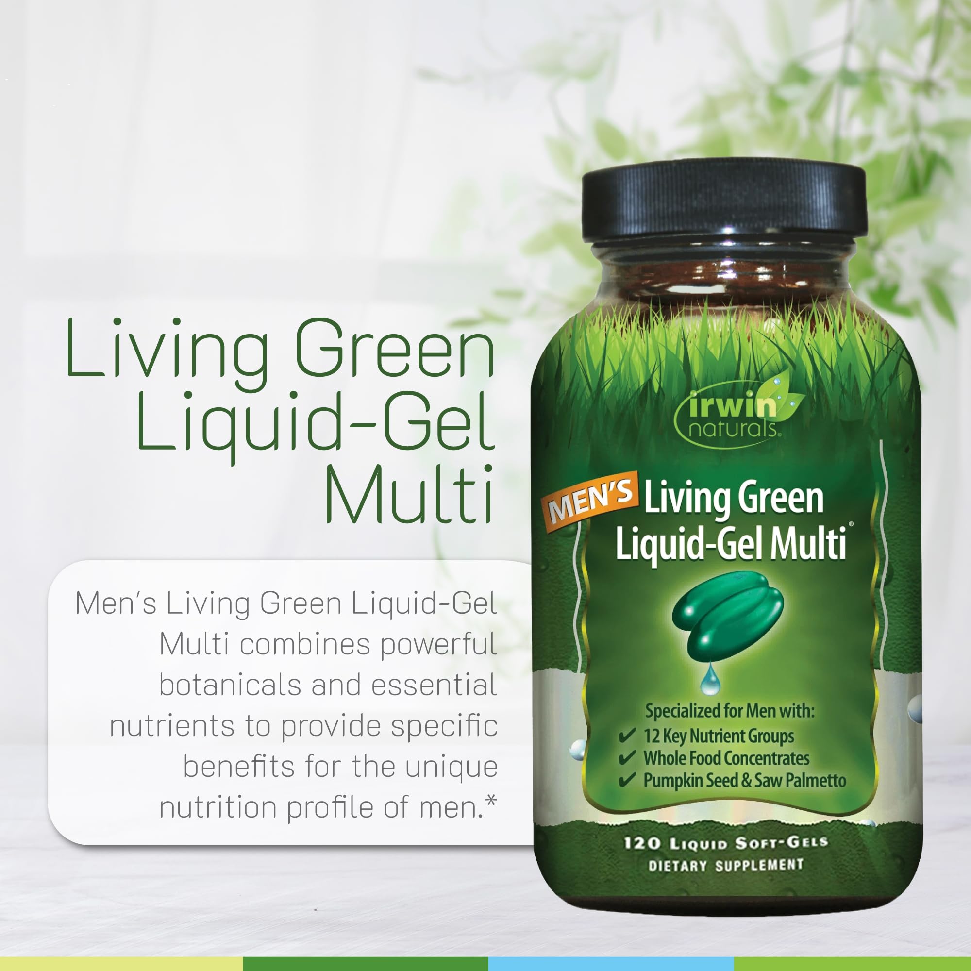 Irwin Naturals Living Green Liquid-Gel Multi for Men packaging