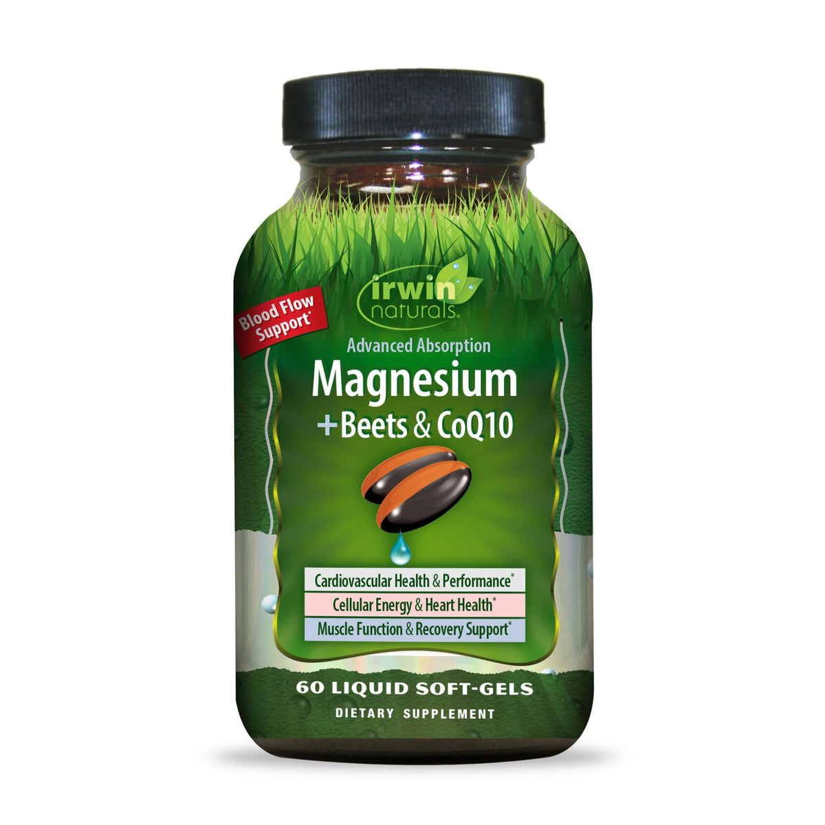Irwin Naturals Magnesium + Beets & CoQ10 283g supplement front view