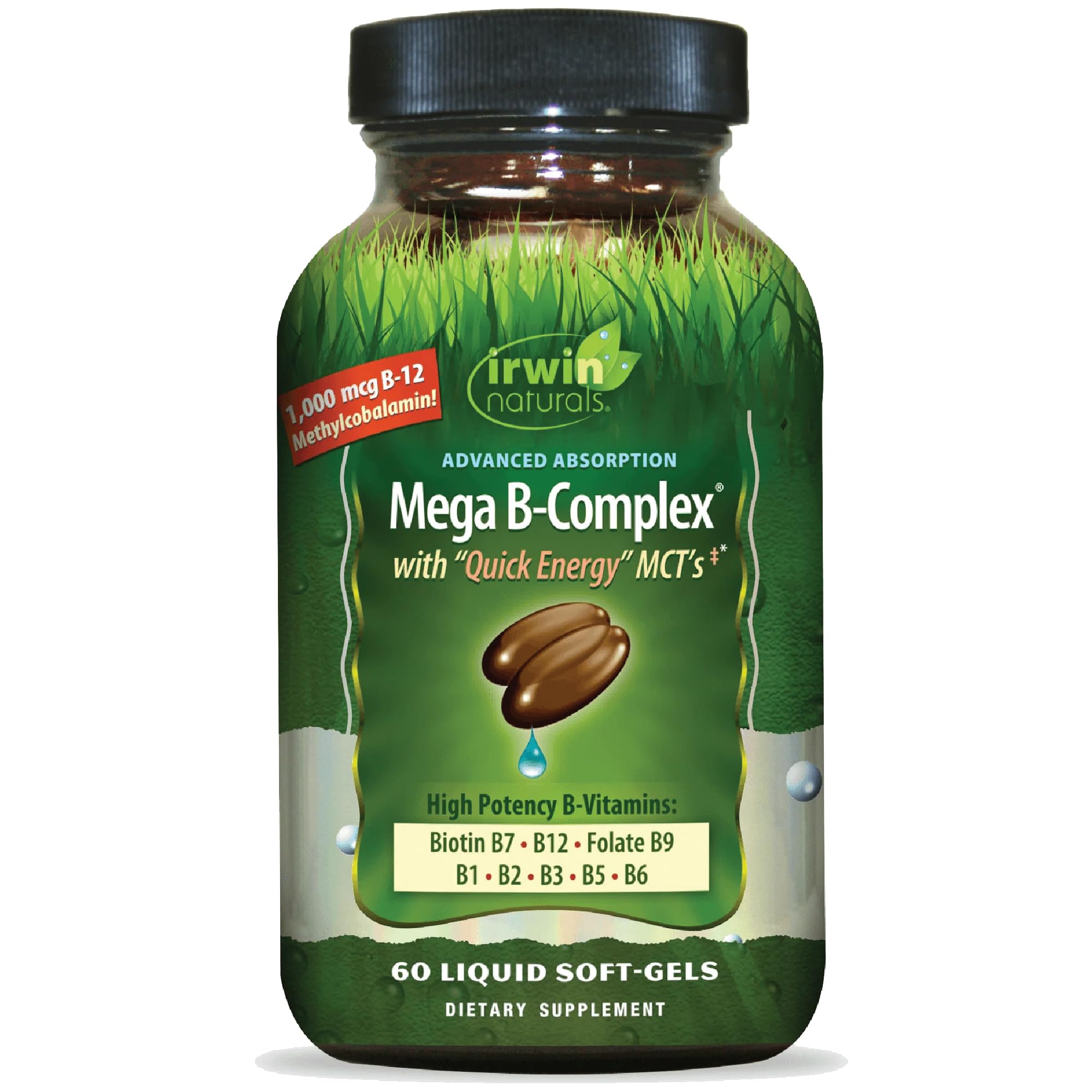 Irwin Naturals Mega B-Complex bottle front view