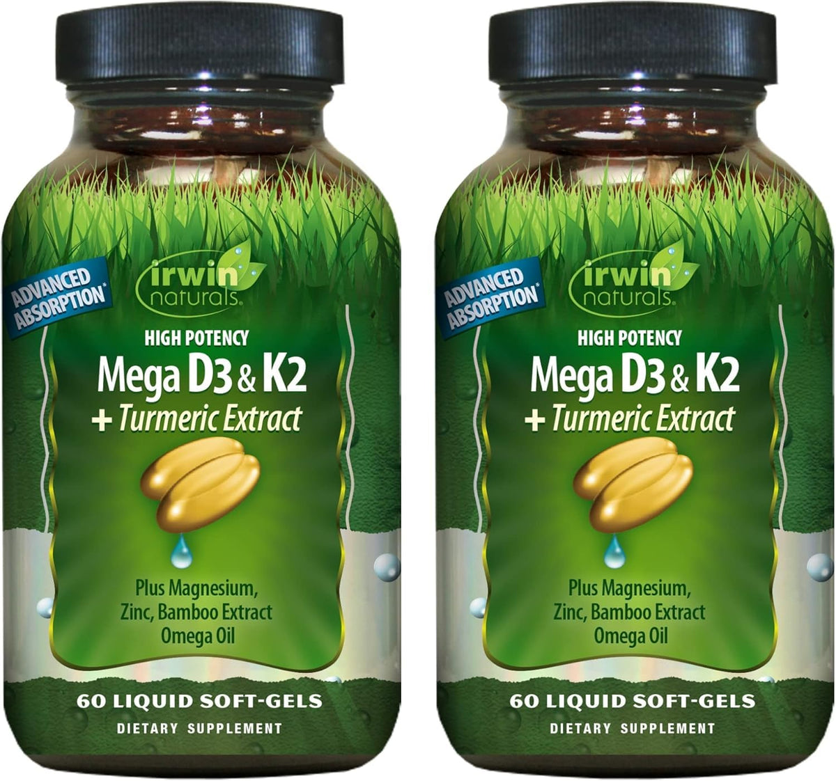 Irwin Naturals Mega D3 & K2 Complex front view of packaging