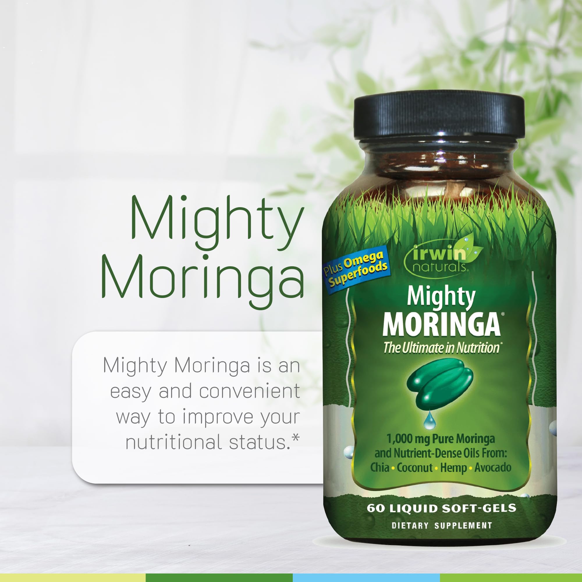 Irwin Naturals Mighty Moringa Omega 3-6-9 Supplement packaging