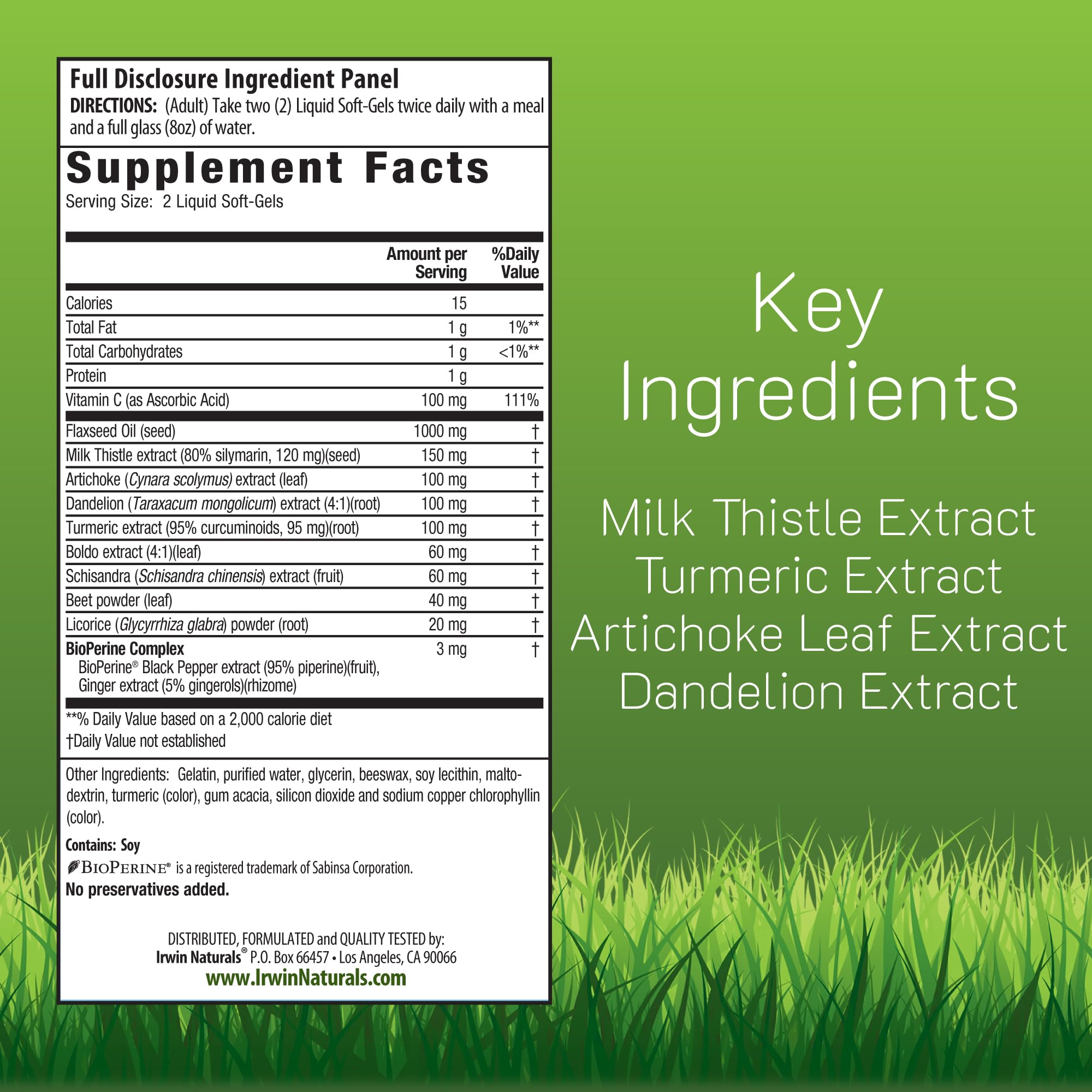Irwin Naturals Milk Thistle Liver Support soft-gels side view