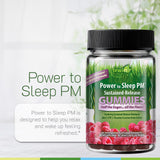 Irwin Naturals Power to Sleep PM Gummies back view of packaging