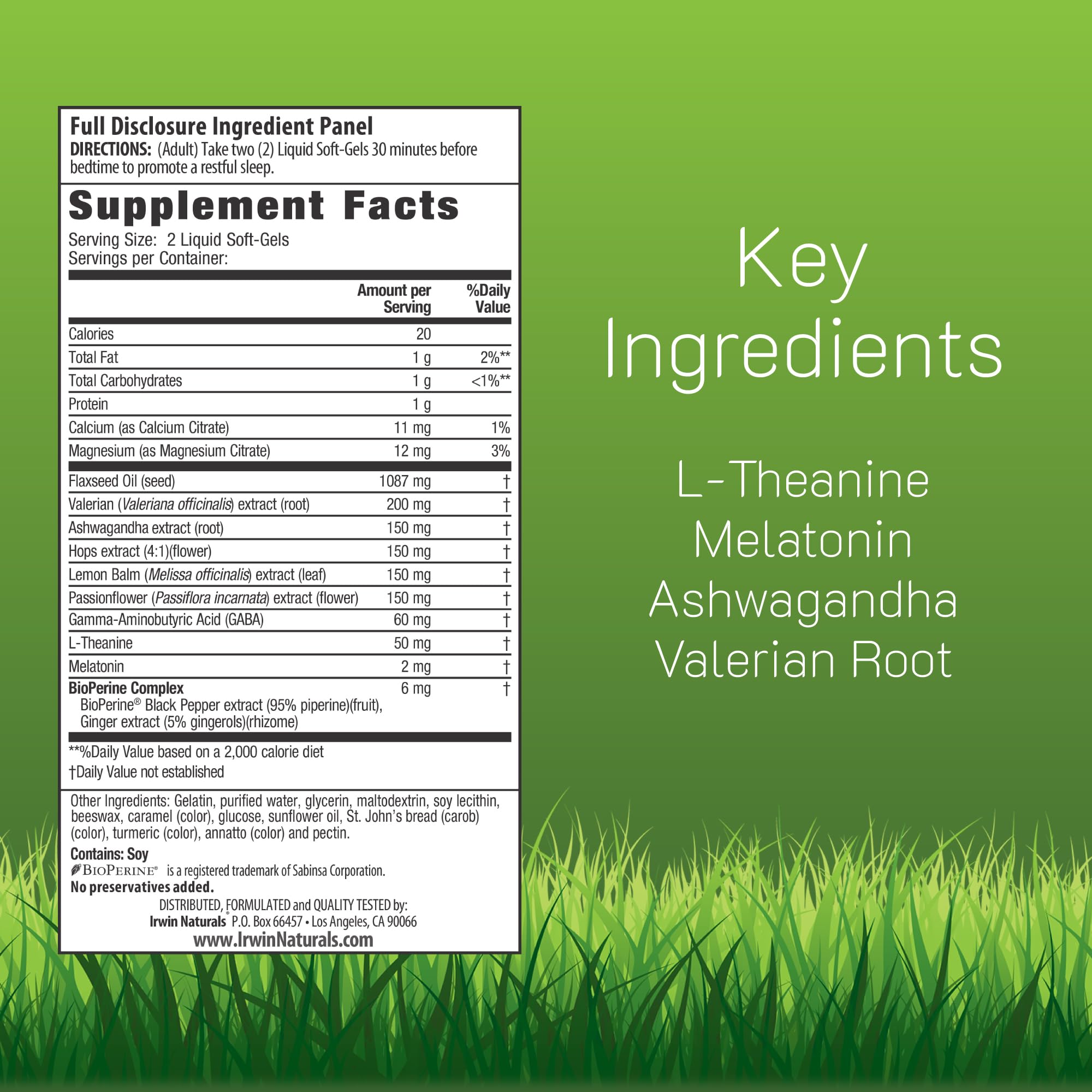 Irwin Naturals Power to Sleep PM Softgels bottle side view