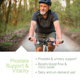 Irwin Naturals Prosta-Strong RED supplement capsules on a table