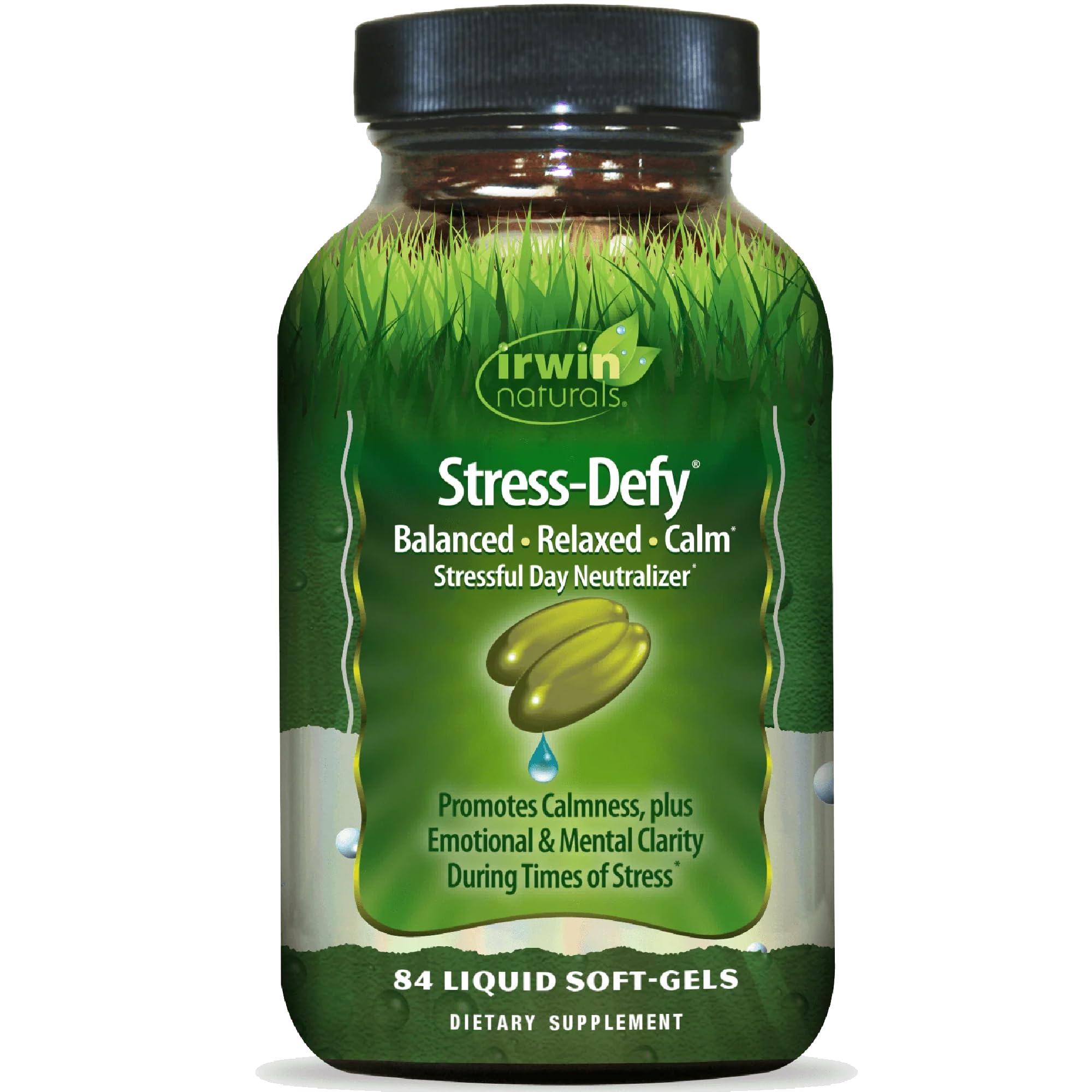 Irwin Naturals Stress-Defy Liquid Soft-Gels front view
