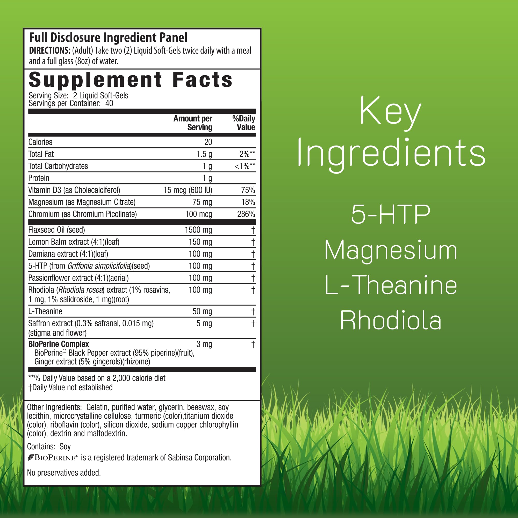 Irwin Naturals Sunny Mood 5-HTP 100mg supplement side view