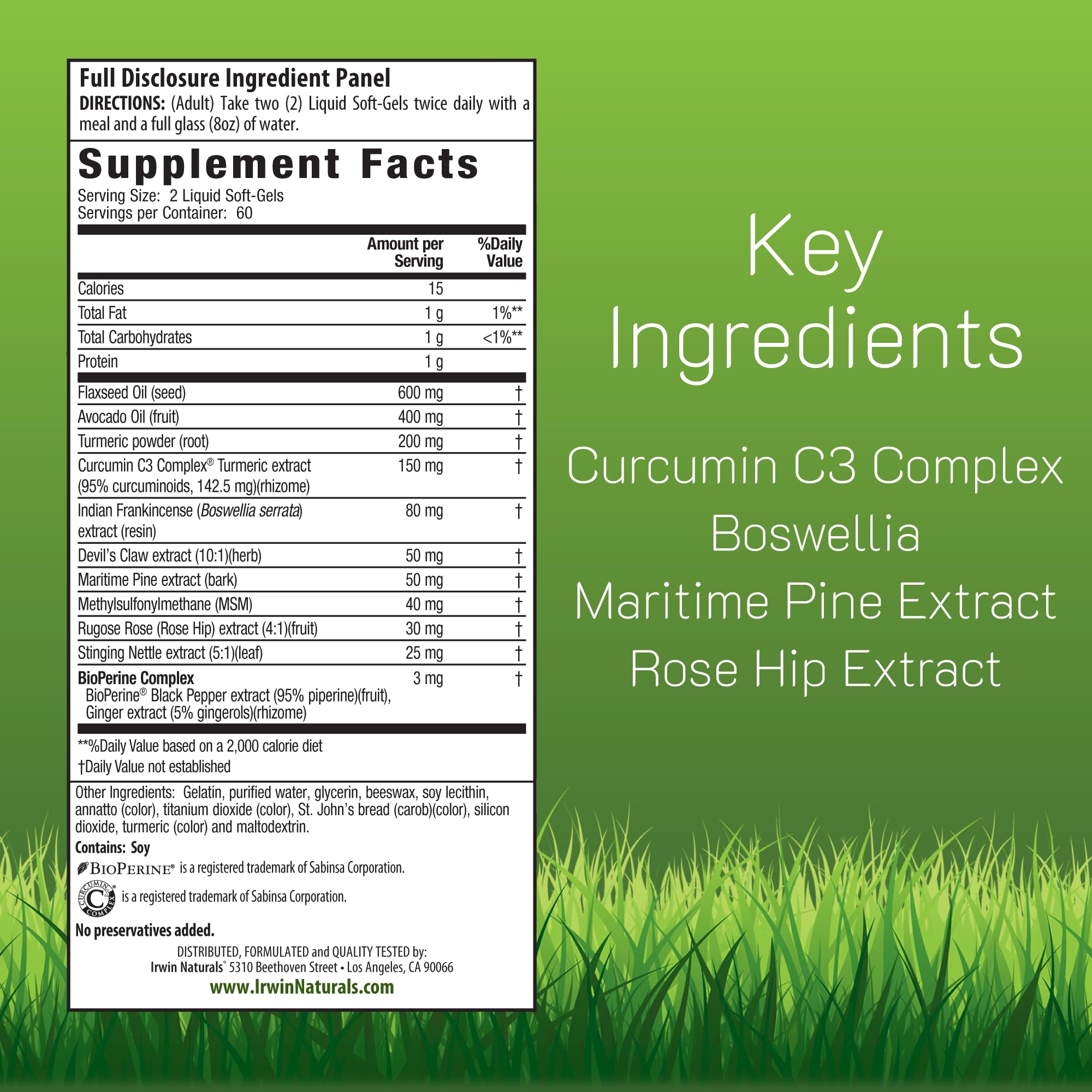 Irwin Naturals Whole-Body Turmeric+ 300mg Liquid Soft-Gels packaging