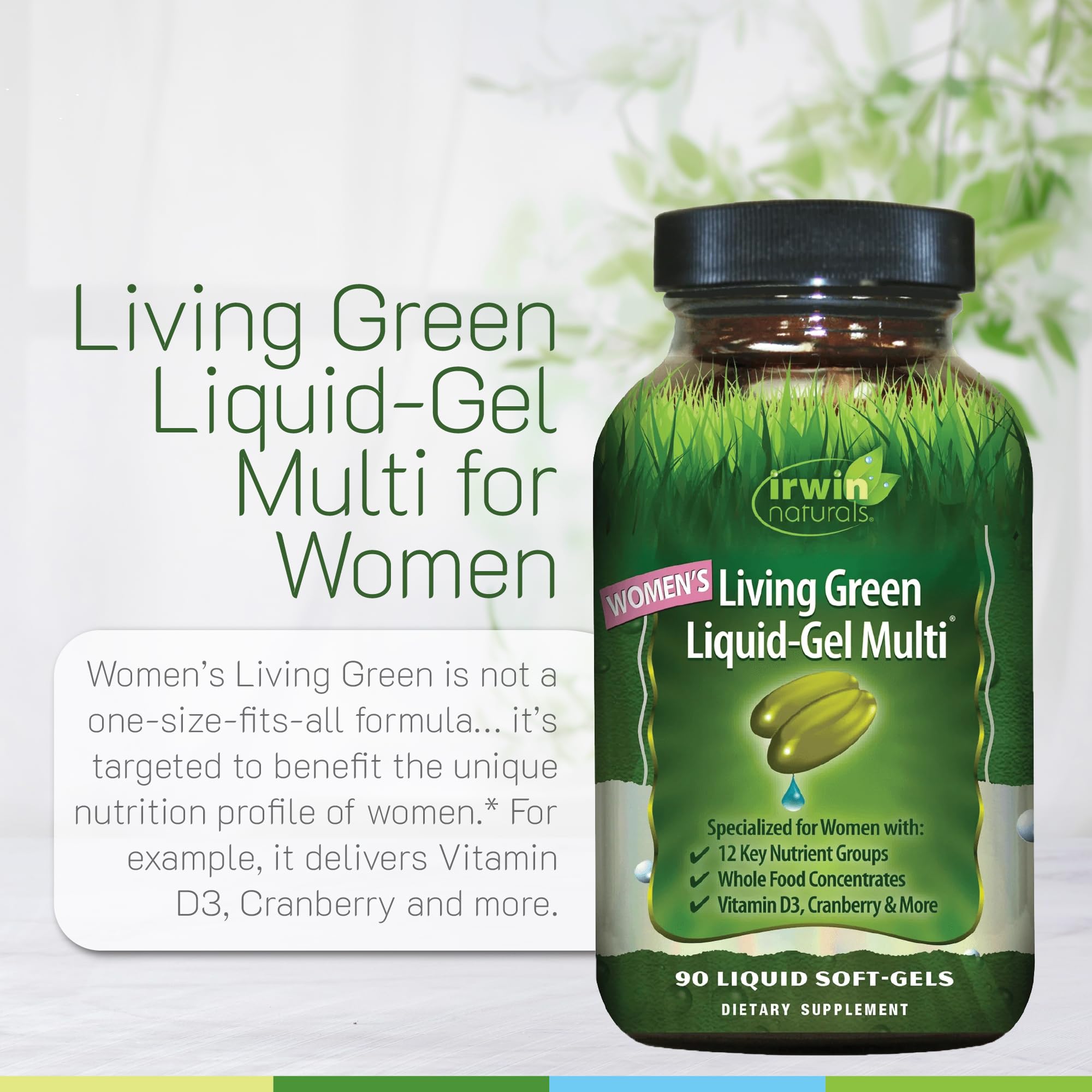Irwin Naturals Women's Living Green Liquid-Gel Multi packaging
