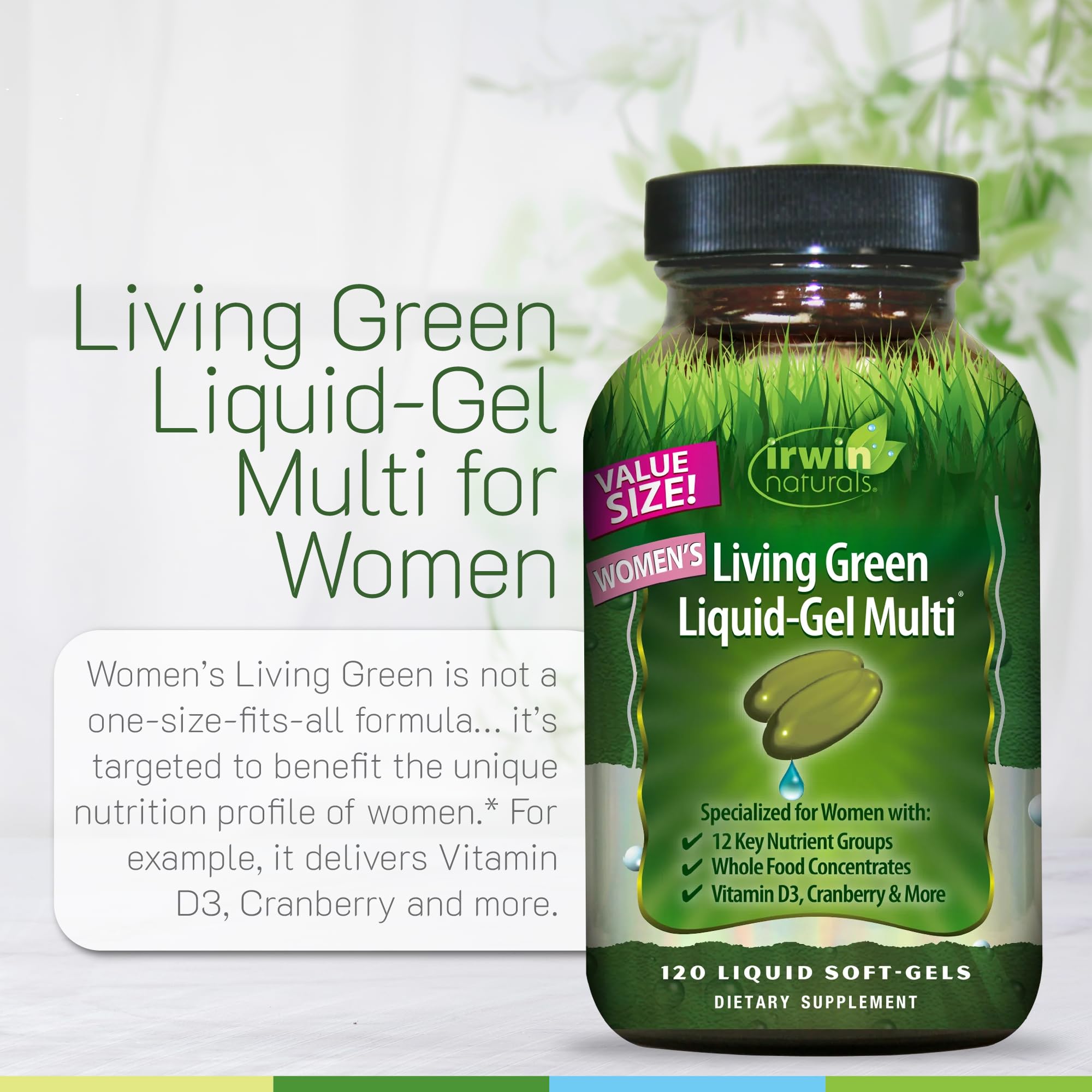 Irwin Naturals Women's Living Green Liquid-Gel Multi soft-gel capsules