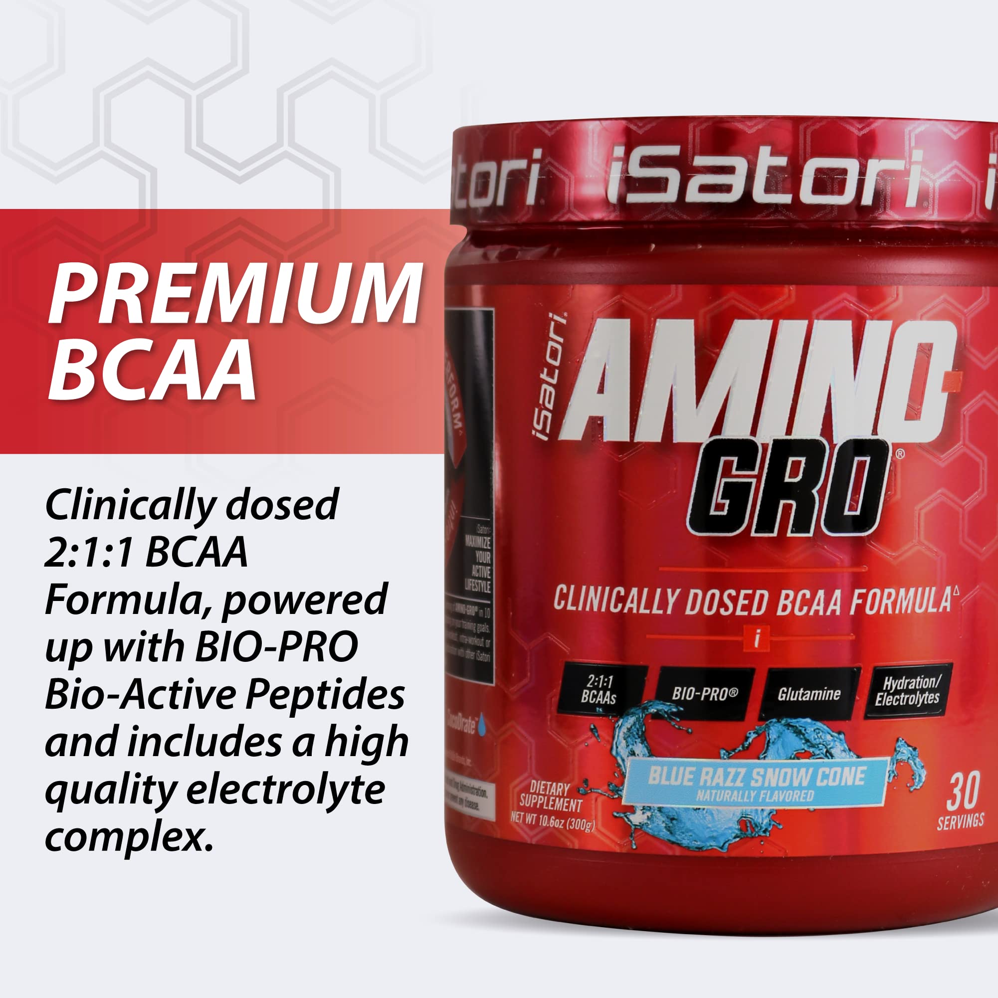 iSatori Amino-GRO BCAA Powder 340g mixed in a shaker
