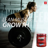 iSatori Amino-GRO BCAA Powder 340g scoop next to a glass of water