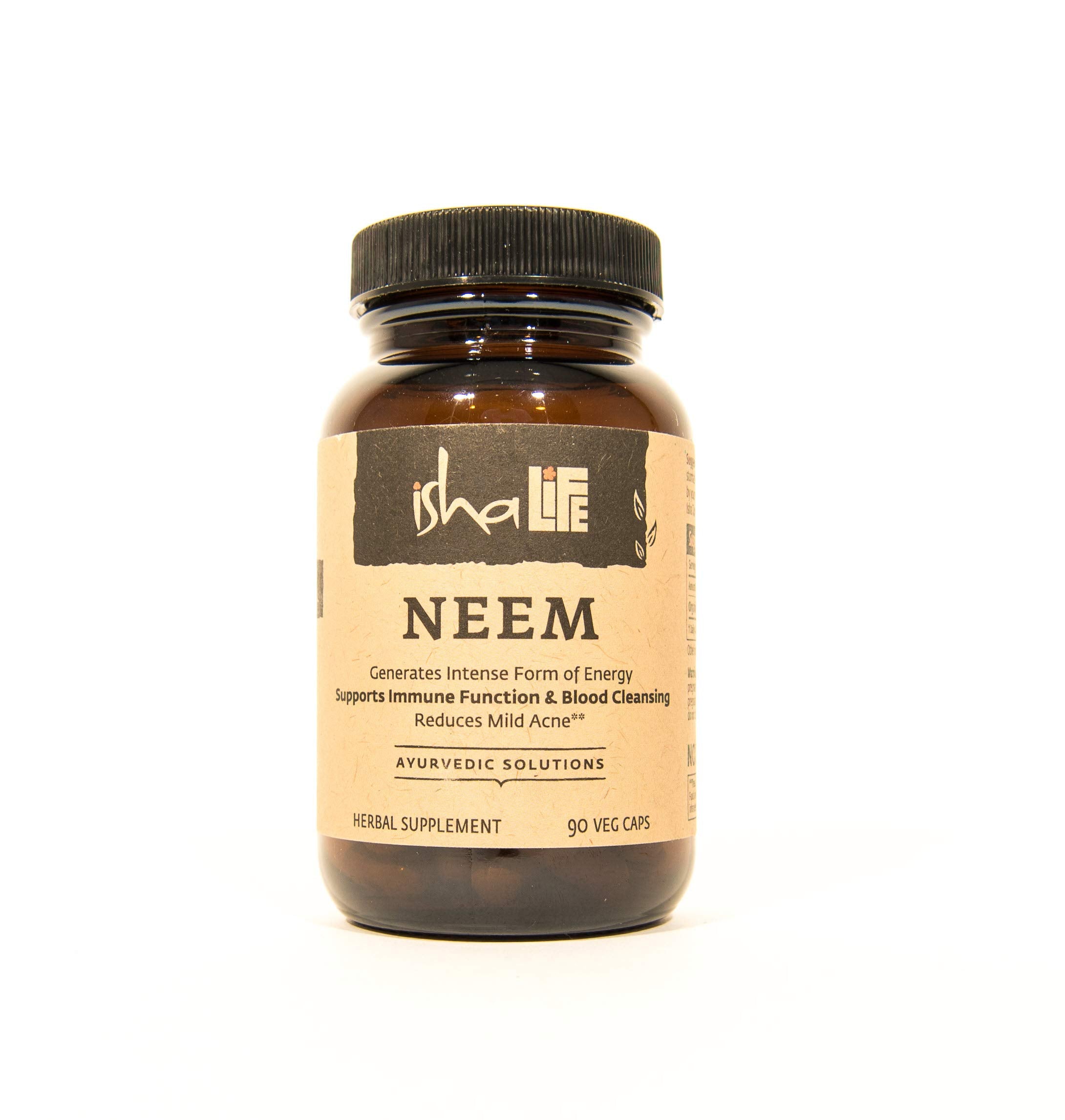 ISHA Neem Herbal Supplement 500mg Capsules front view