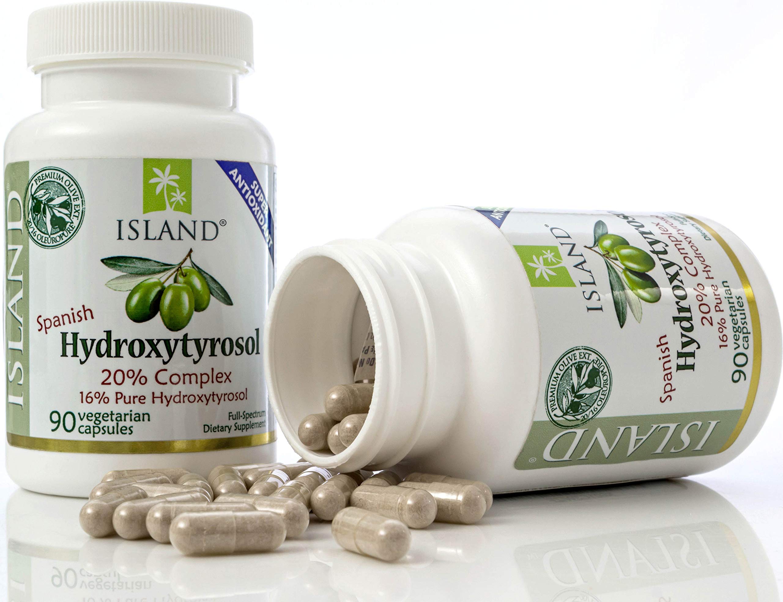 Island Nutrition Hydroxytyrosol Supplement capsule in hand