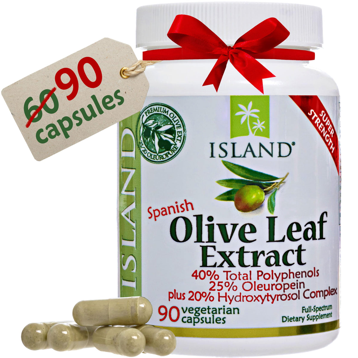 Island Nutrition Olive Leaf Extract 500mg Capsules front view