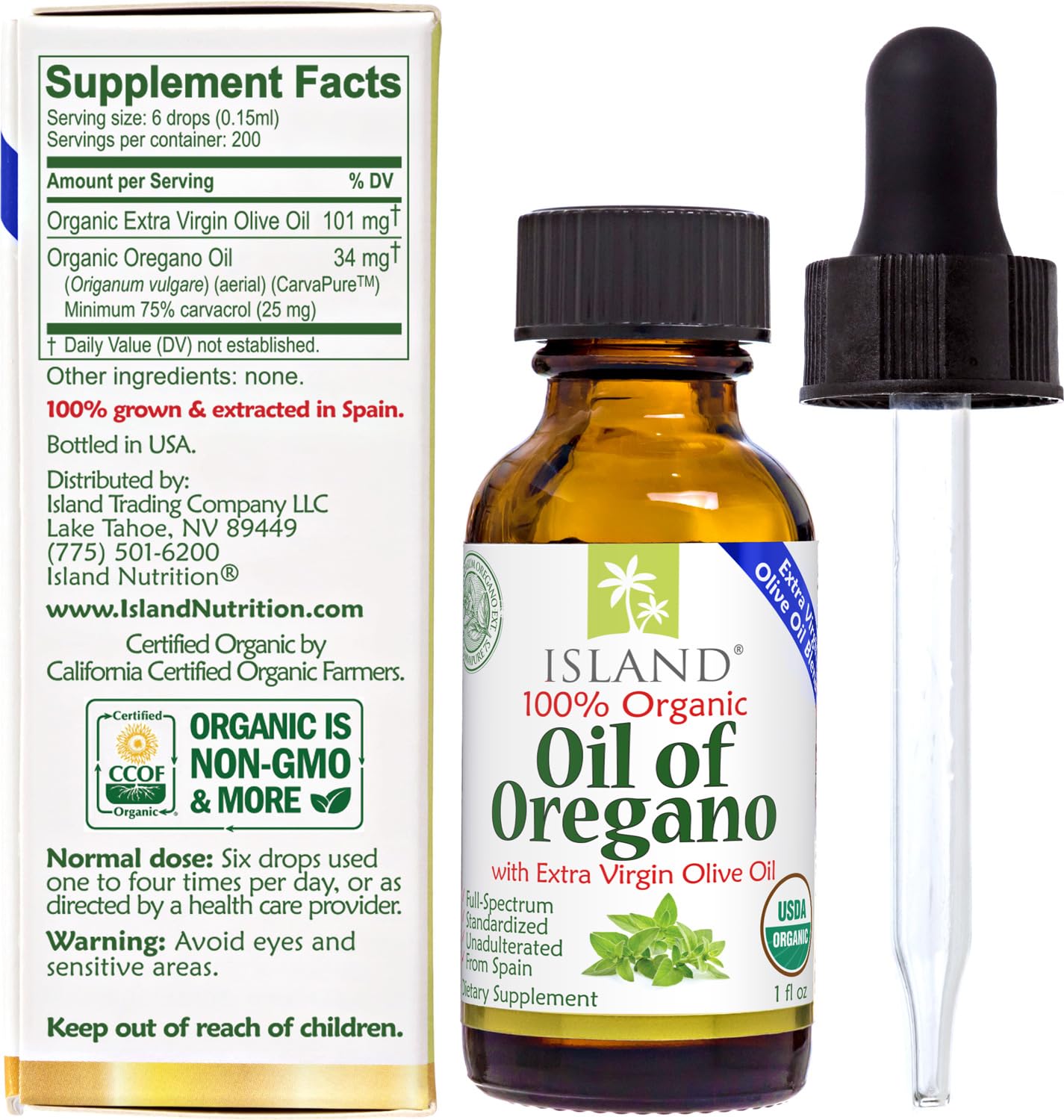 Island Nutrition Organic Oregano Oil Drops 100g dropper