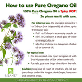 Island Nutrition Organic Oregano Oil Drops 100g on wooden table