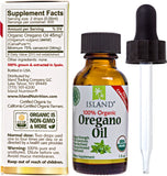 Island Nutrition Organic Oregano Oil Drops 100g with measuring dropper