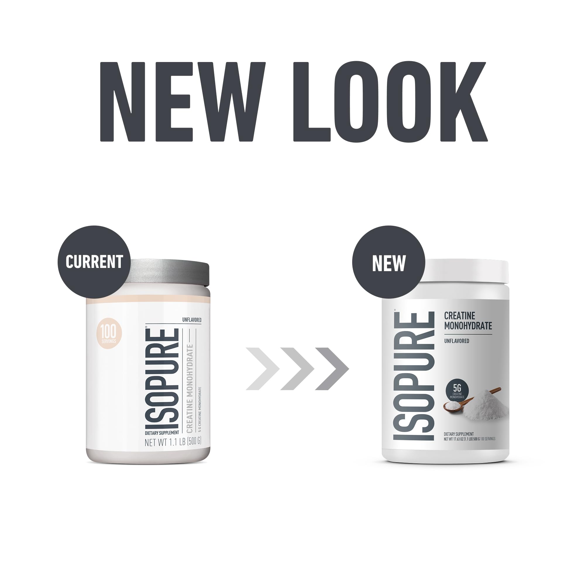 Isopure 100% Pure Creatine Monohydrate Powder container side view