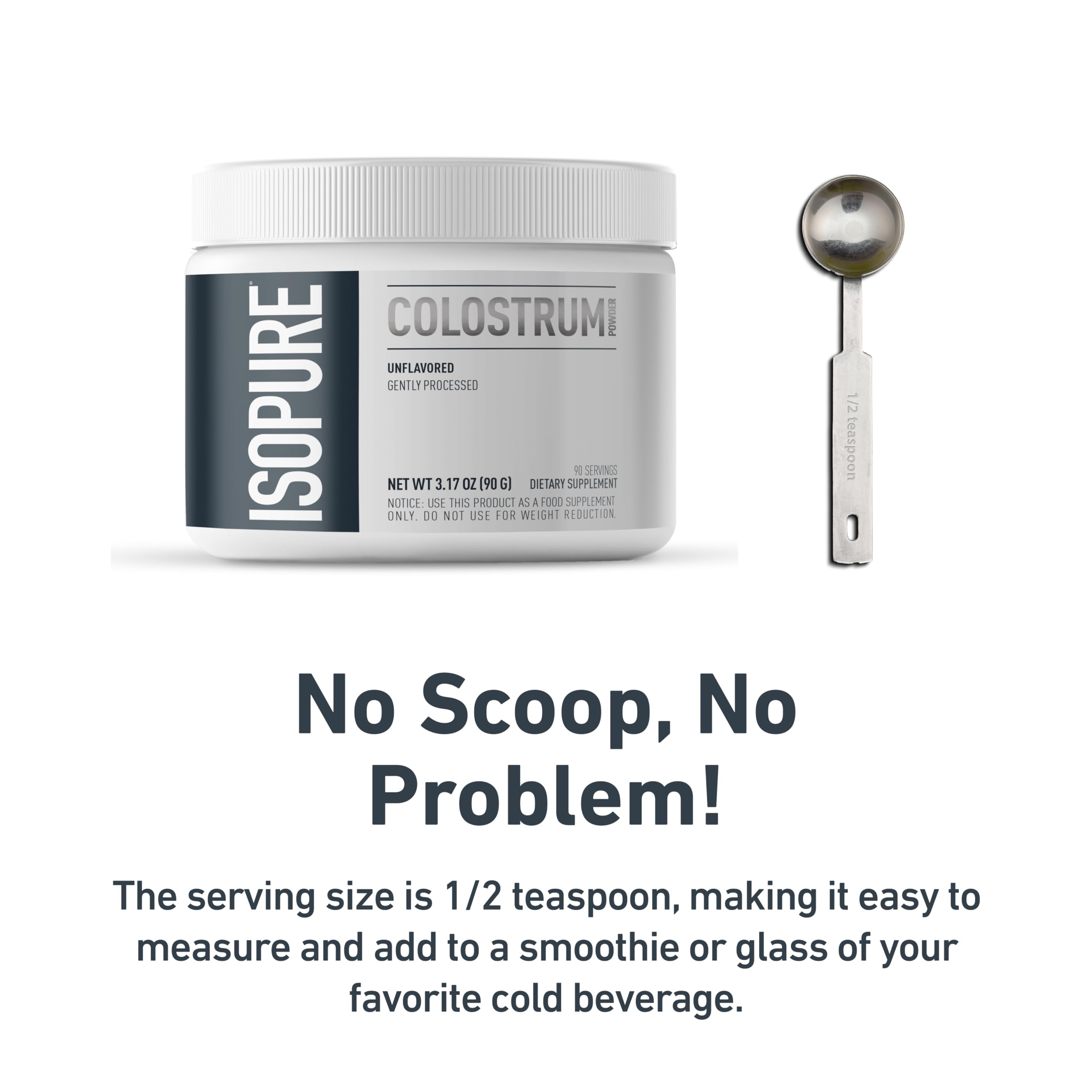 Isopure Bovine Colostrum Powder 90g back view