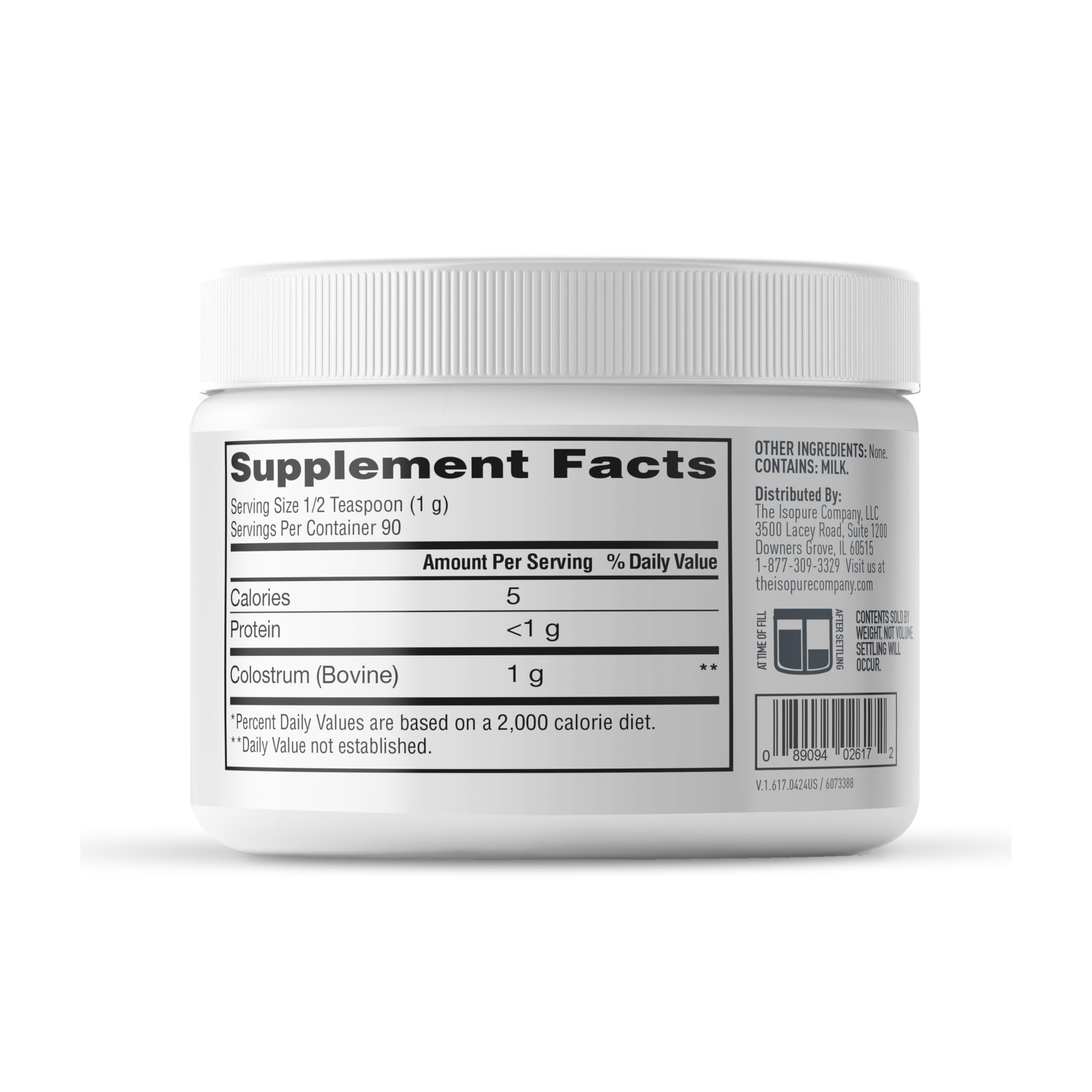 Isopure Bovine Colostrum Powder 90g ingredients list