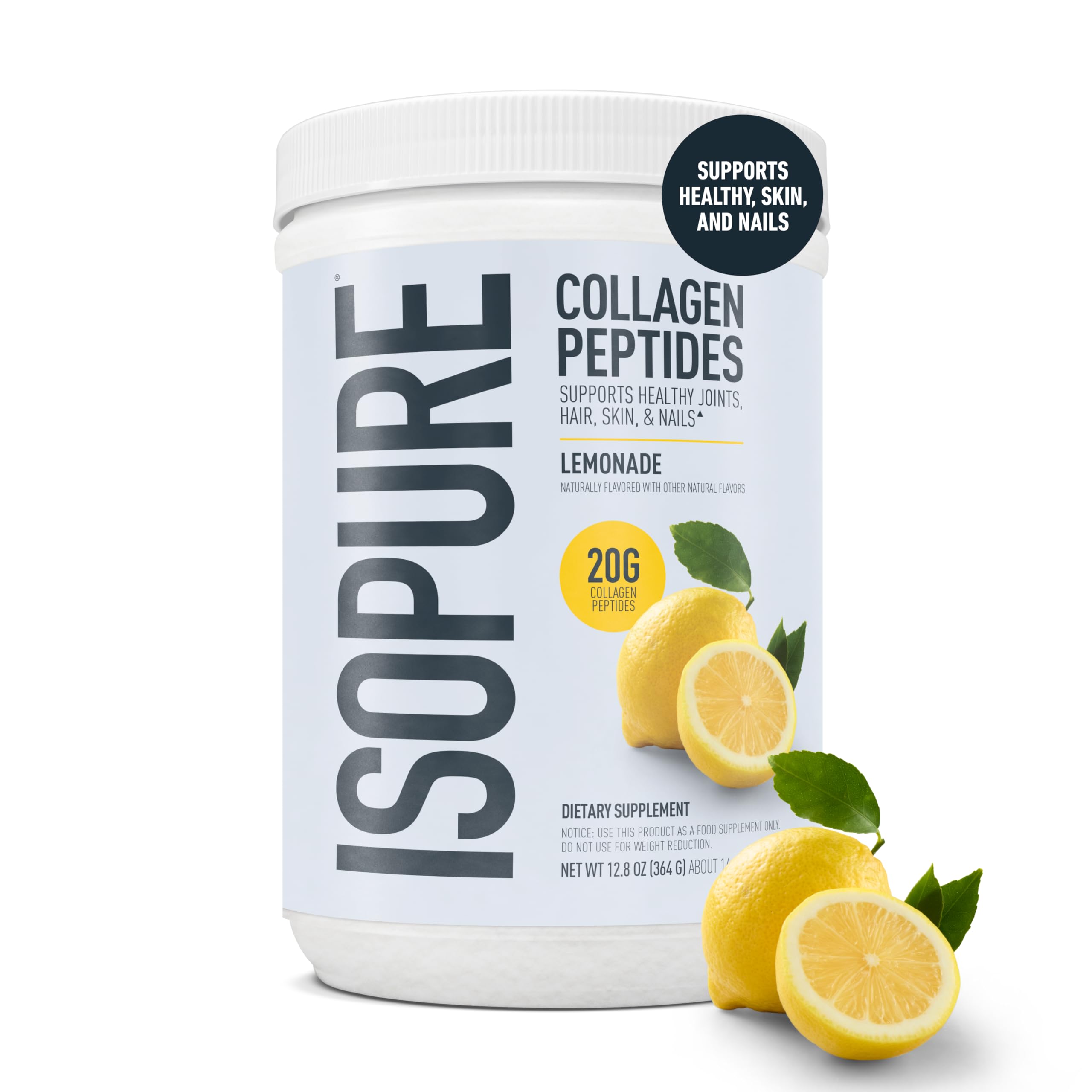 Isopure Collagen Peptides 20g Grass-Fed Lemonade Flavour packaging