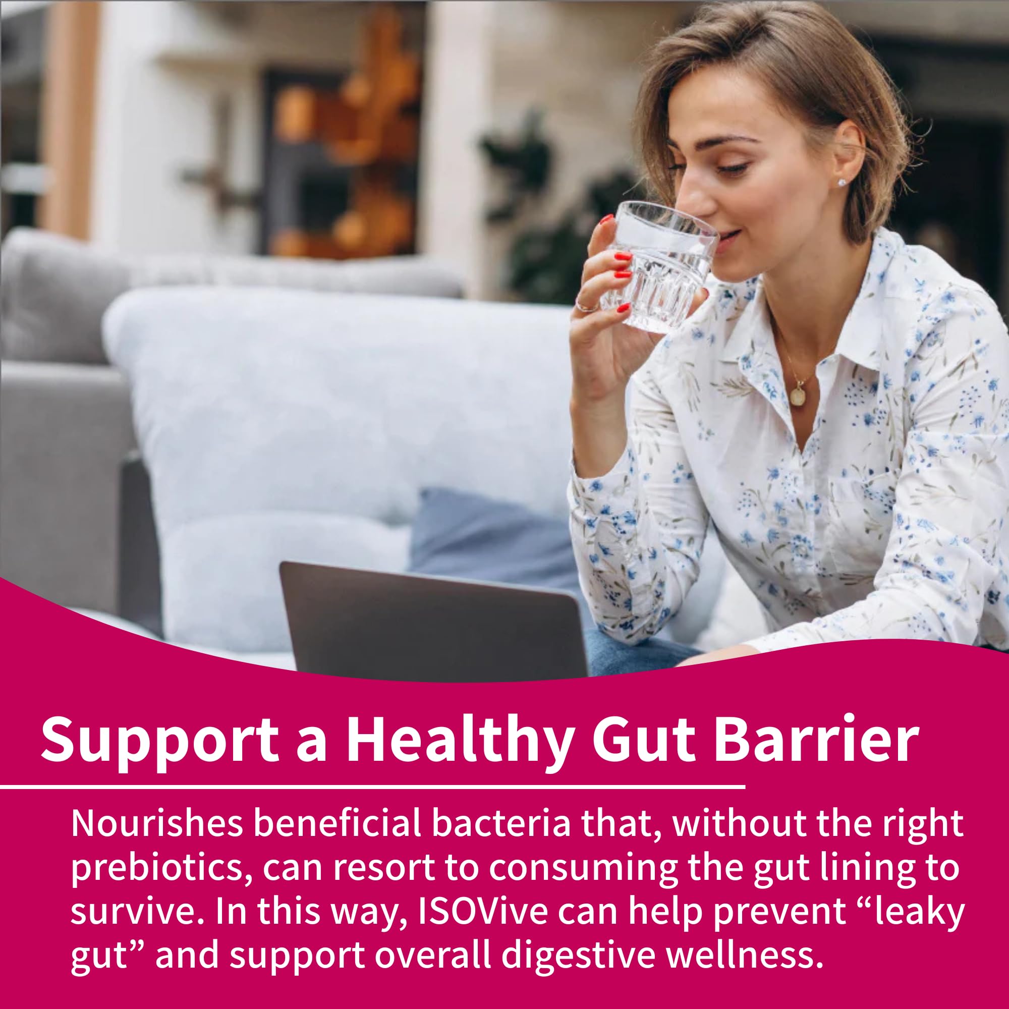 ISOThrive ISOVive sachet next to a cup of tea